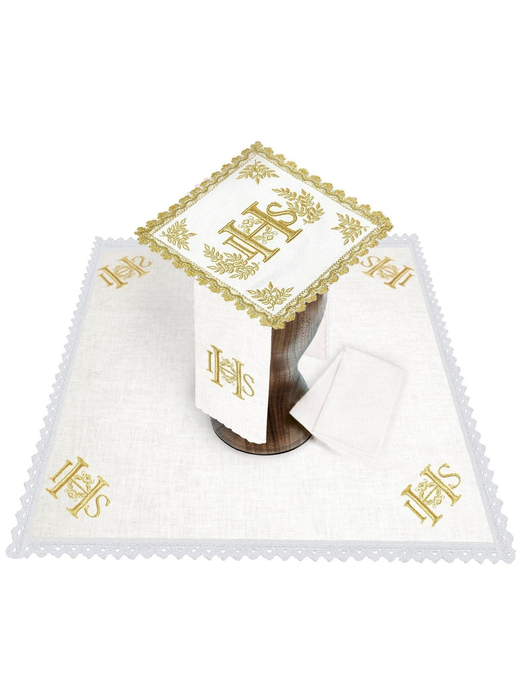 Ensemble de Linge d'autel richement décoré avec le motif IHS HA/5001 - CHASUBLES.FR
