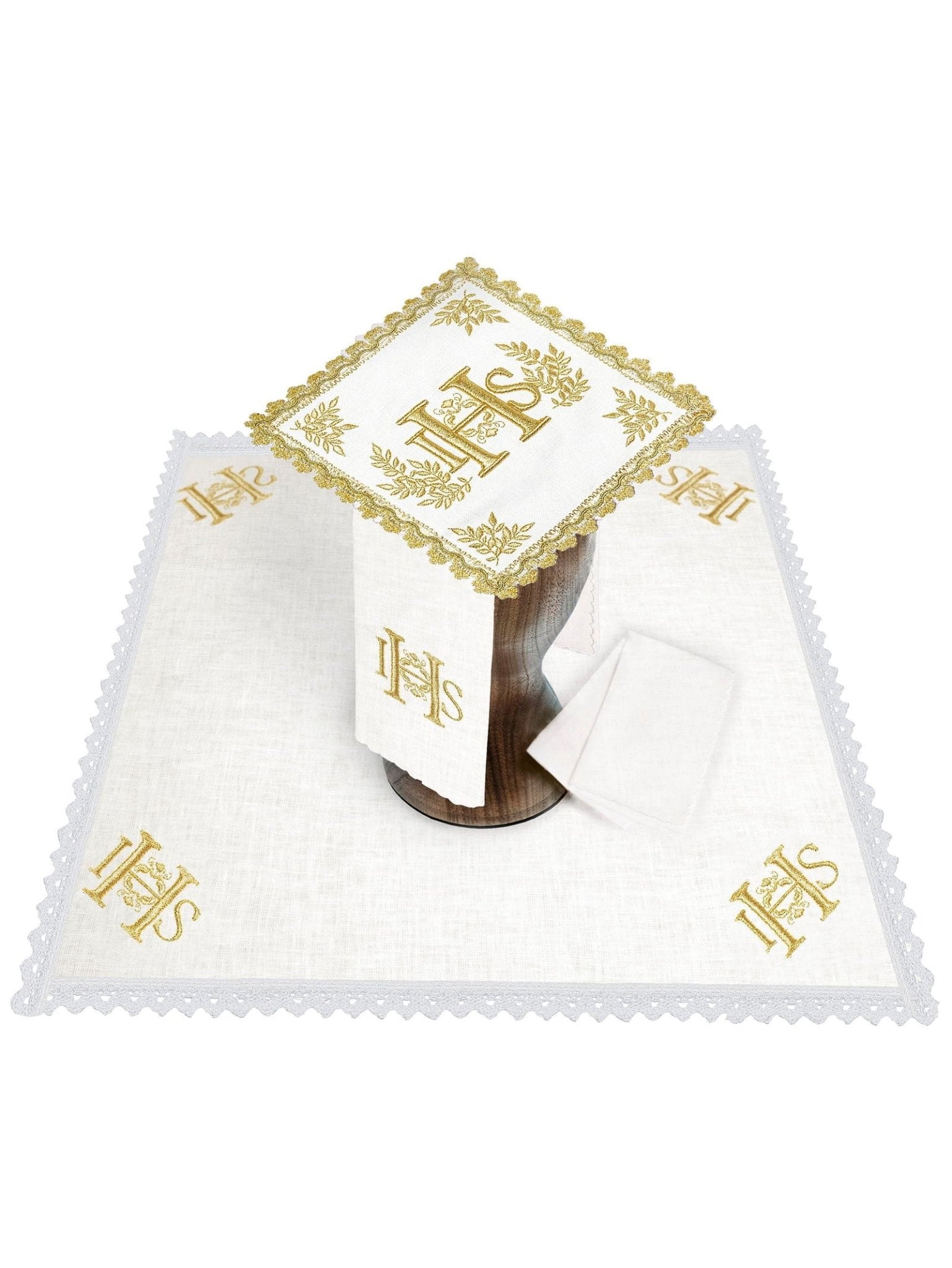 Ensemble de Linge d'autel richement décoré avec le motif IHS HA/5001 - CHASUBLES.FR