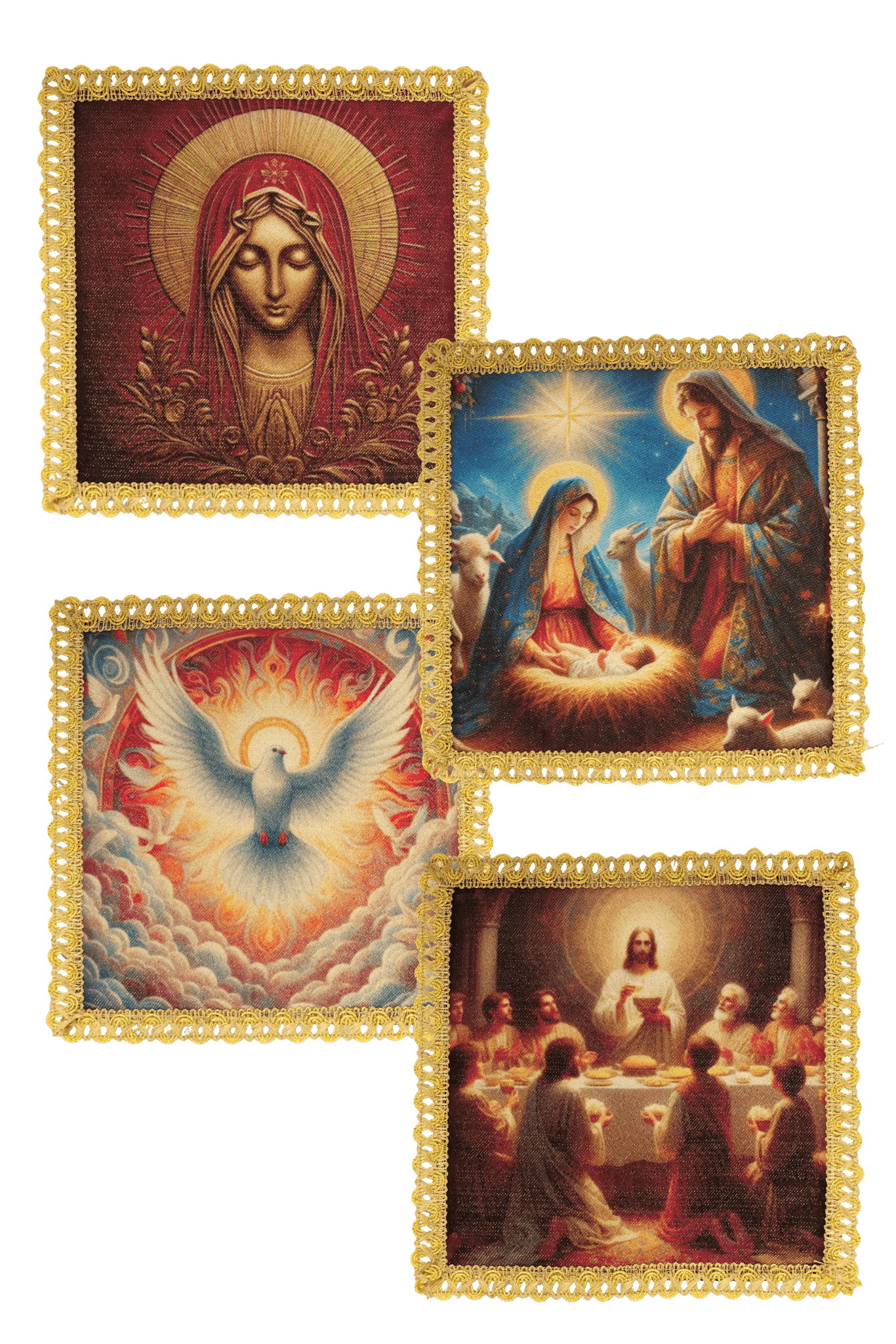 Ensemble de quatre palies pour diverses célébrations liturgiques KPS/001 18*18 - CHASUBLES.FR