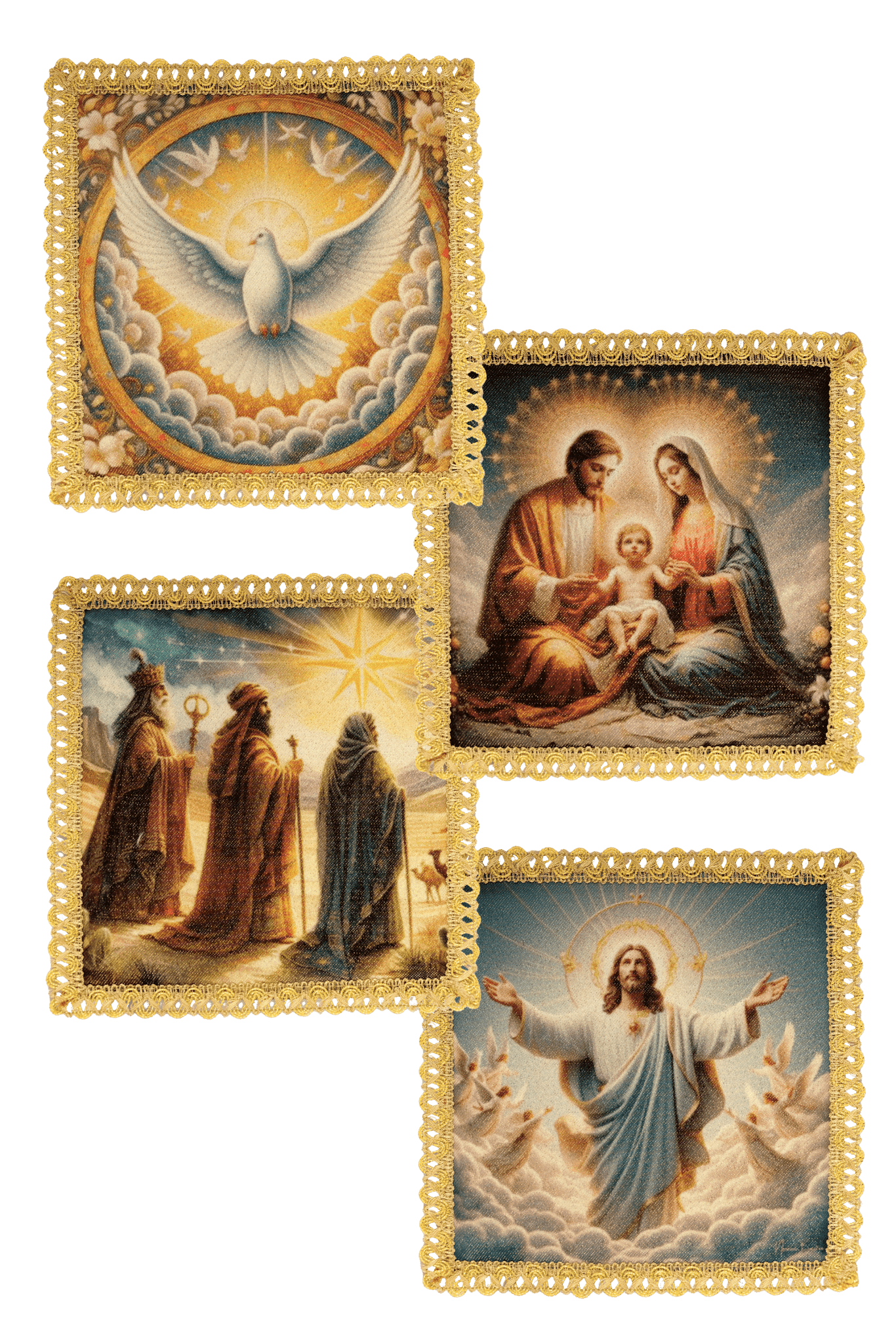 Ensemble de quatre palies pour diverses célébrations liturgiques KPS/002 18*18 - CHASUBLES.FR