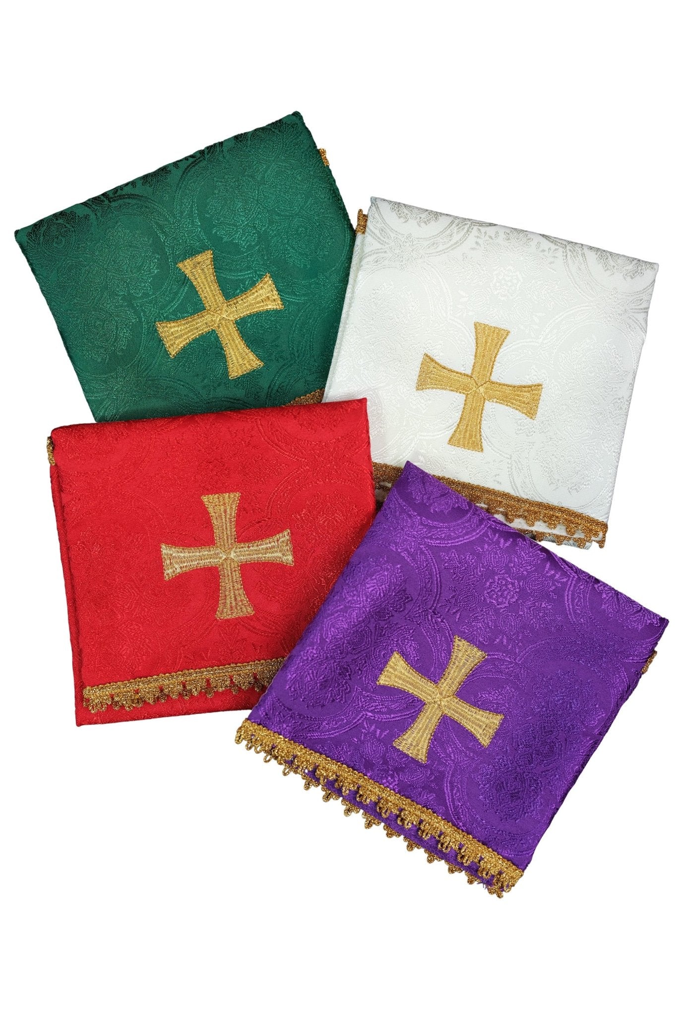 Ensemble de voiles en jacquard pour calice en quatre couleurs liturgiques KWB/002/11 50X50 (4szt) - CHASUBLES.FR