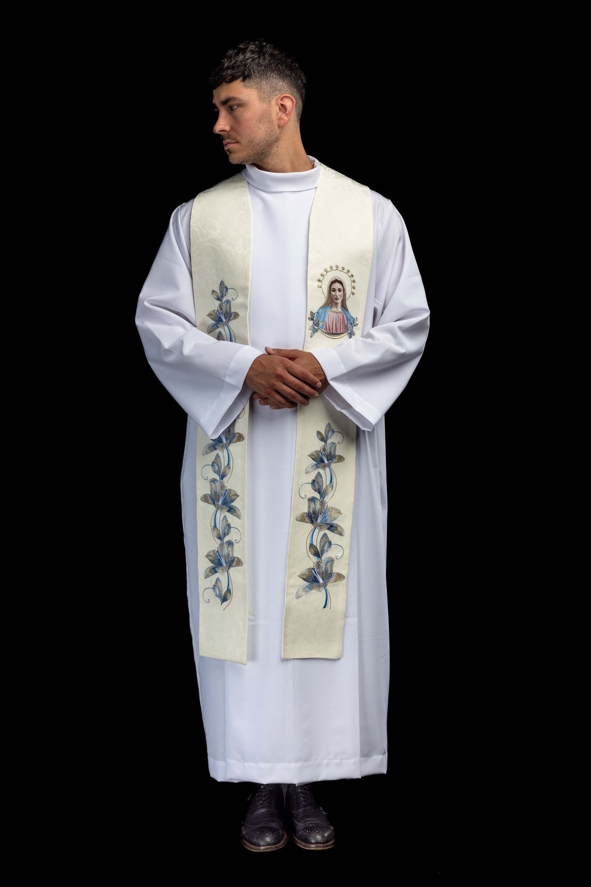 Étole brodée avec l’image de Notre-Dame de Medjugorje KSW2/003/05/81 - CHASUBLES.FR