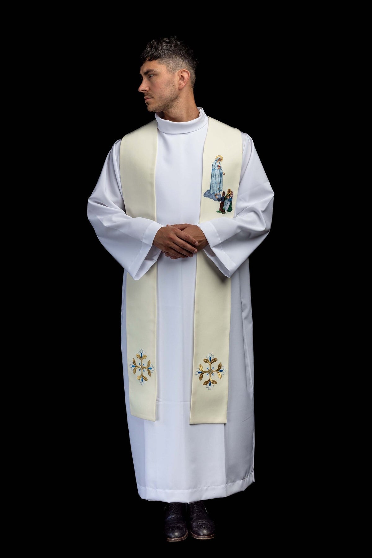 Étole brodée avec représentation de Notre-Dame de Fatima KSW2/014/05/01 - CHASUBLES.FR