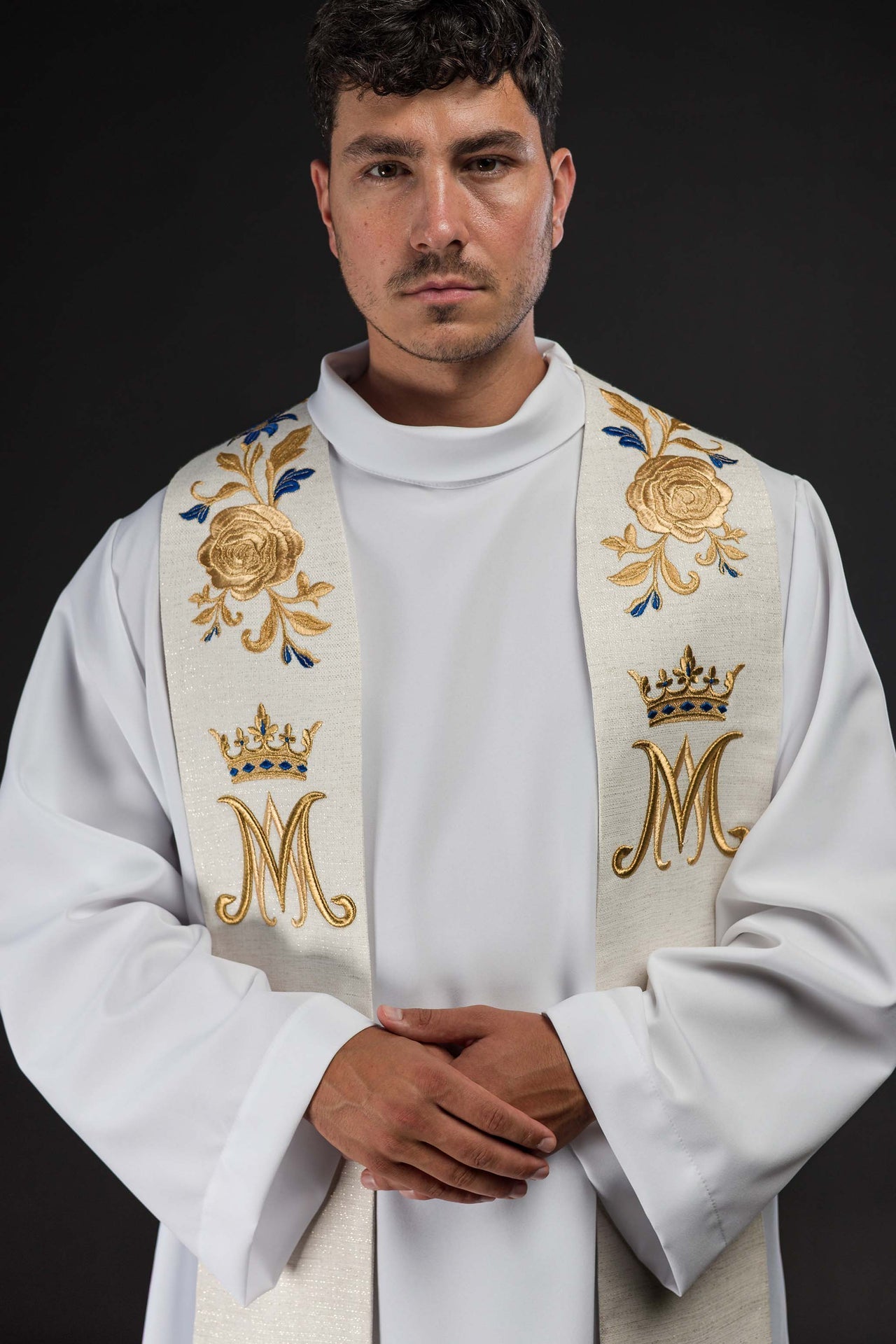 Étole brodée avec symbole marial LE/2045/05 - CHASUBLES.FR