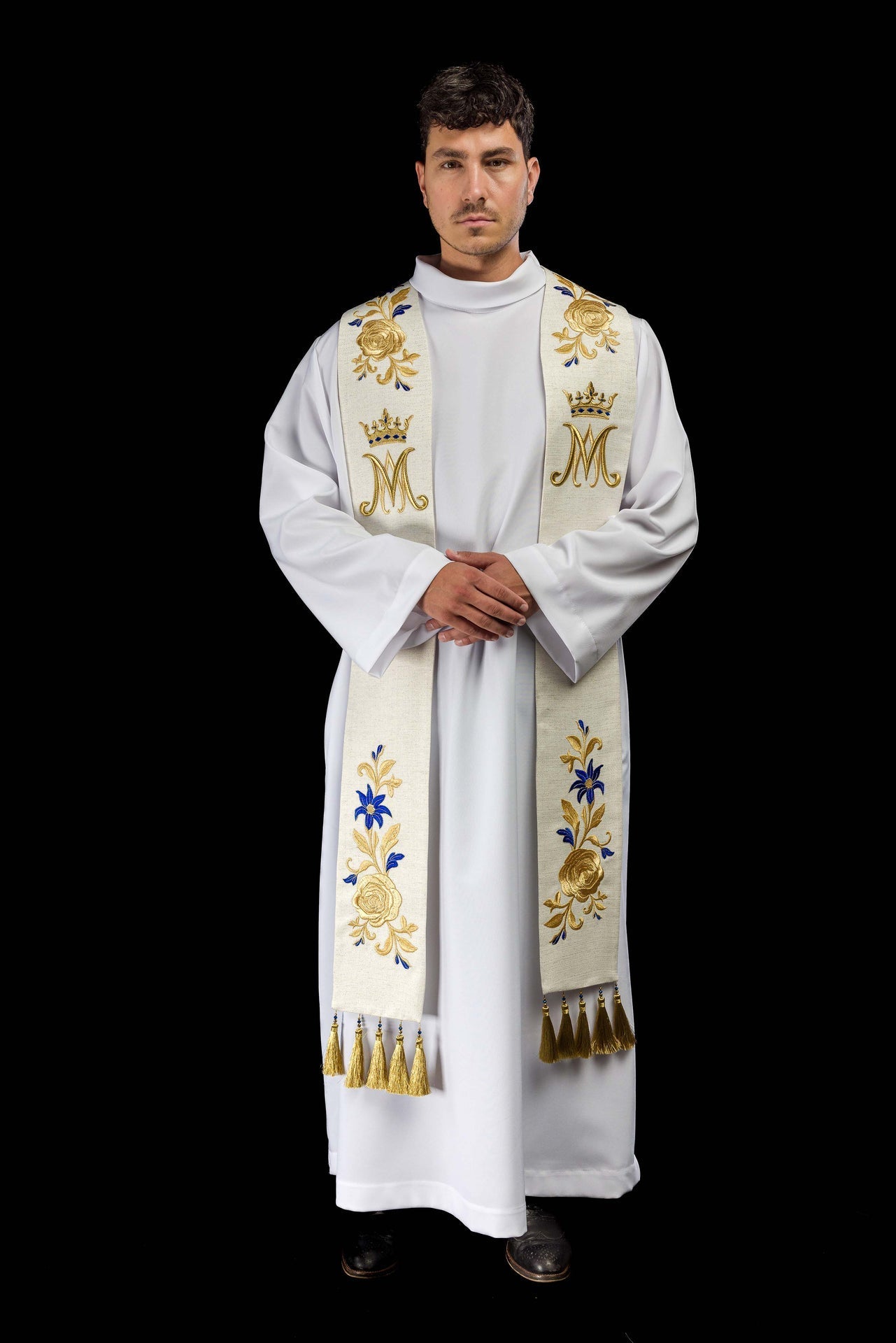 Étole brodée avec symbole marial LE/2045/05 - CHASUBLES.FR