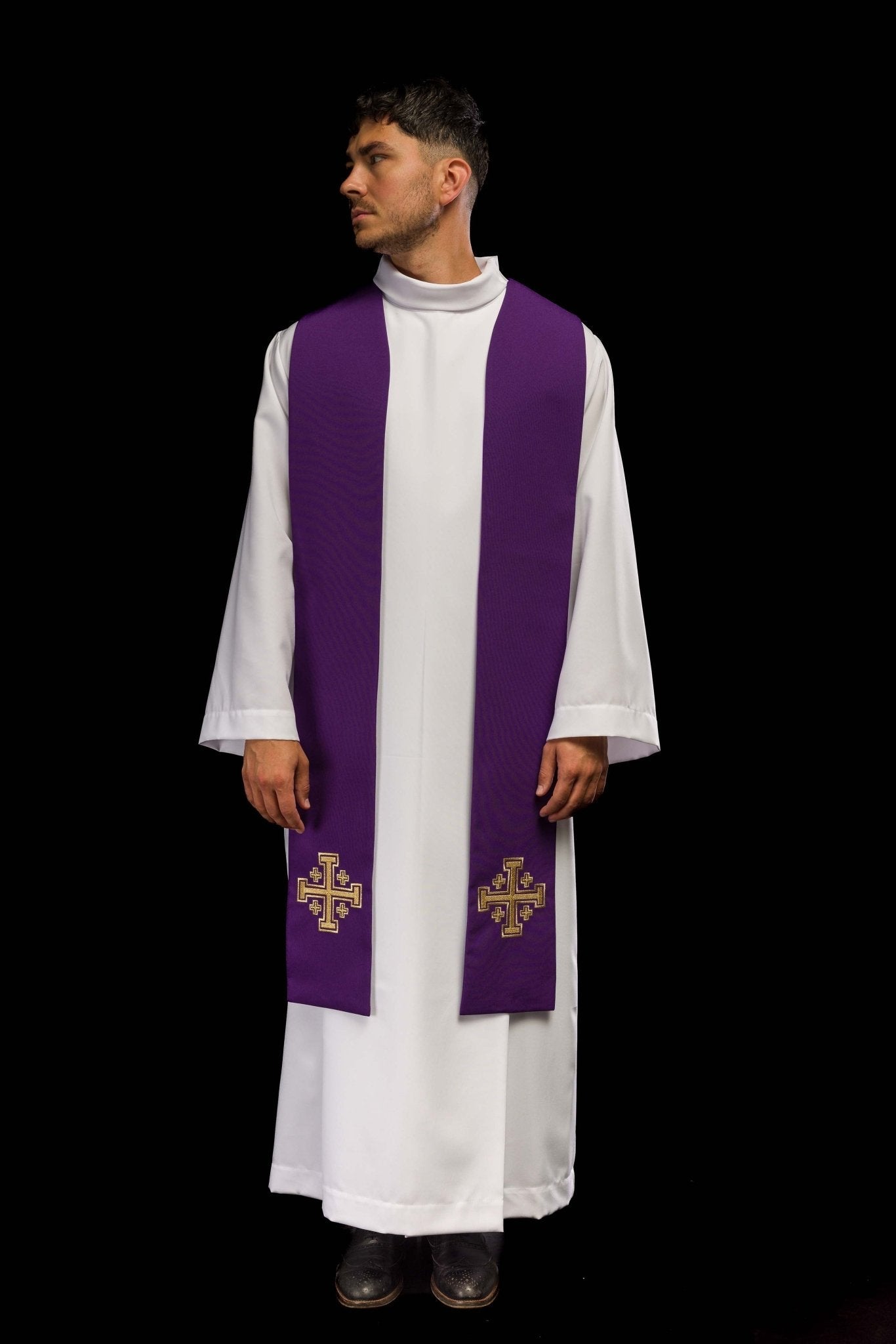 Etole brodée Croix de Jérusalem Mauve KST/046/03/01 FIOLET - CHASUBLES.FR