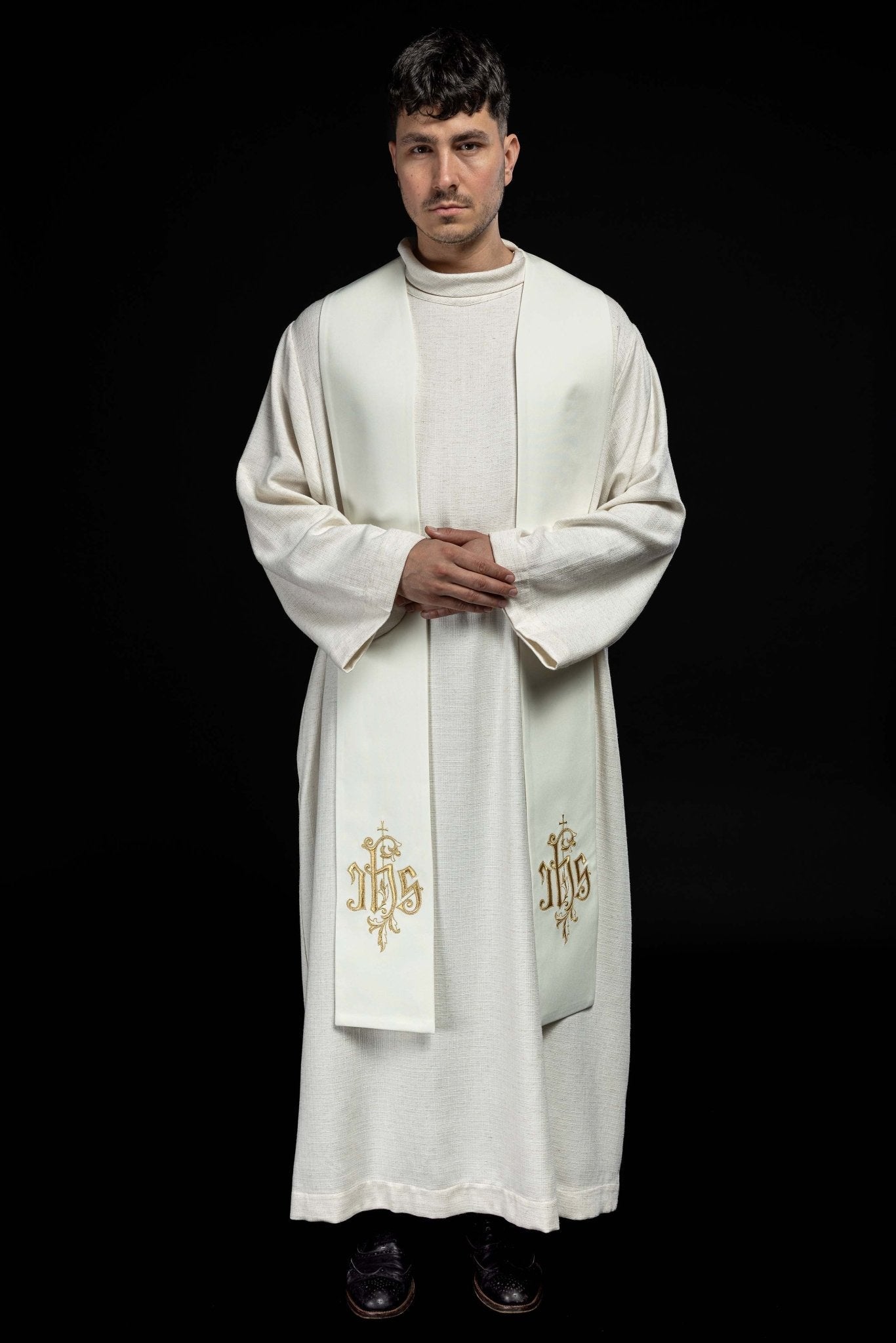 Étole brodée IHS KST/053/05/12 ECRU - CHASUBLES.FR