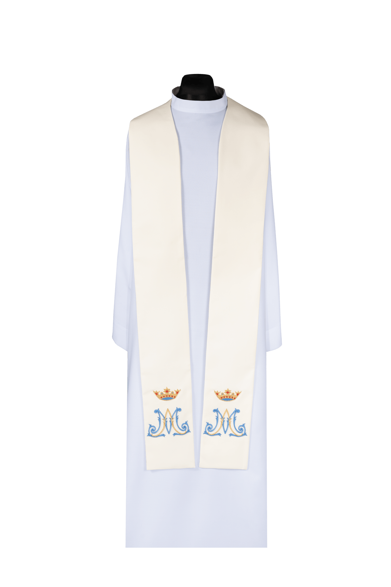 Étole brodée mariale écrue KDT/2075/05/01 - CHASUBLES.FR