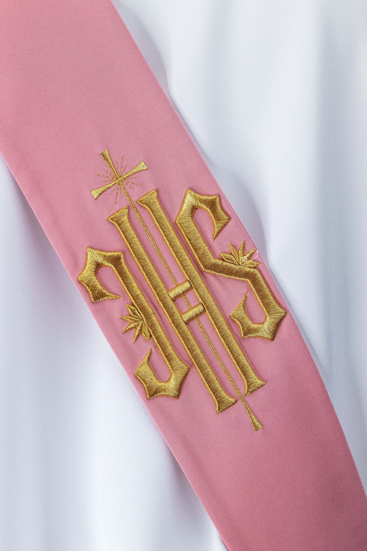 Étole de diacre brodée IHS avec croix KSD/135/08/01 RÓŻ - CHASUBLES.FR