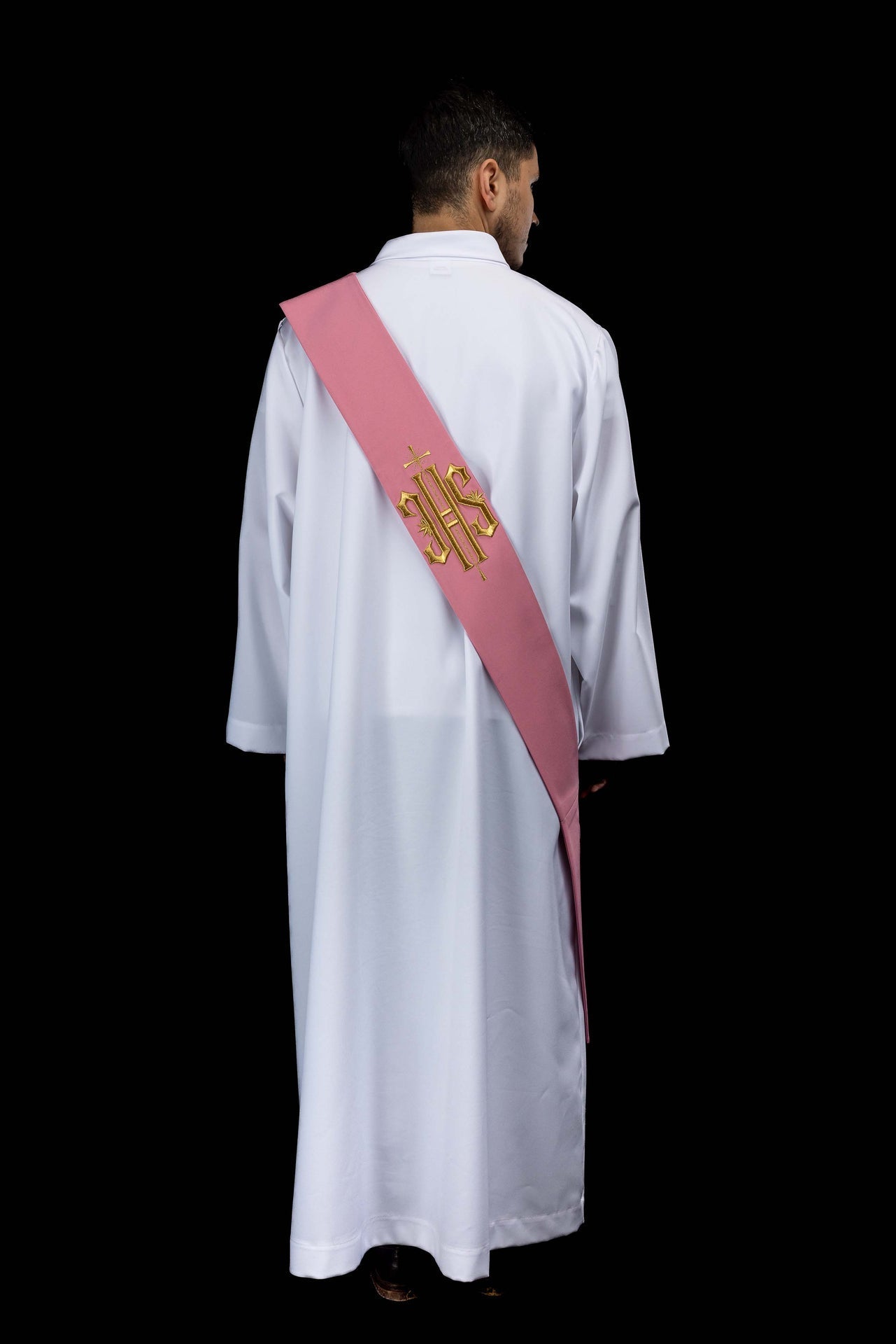 Étole de diacre brodée IHS avec croix KSD/135/08/01 RÓŻ - CHASUBLES.FR