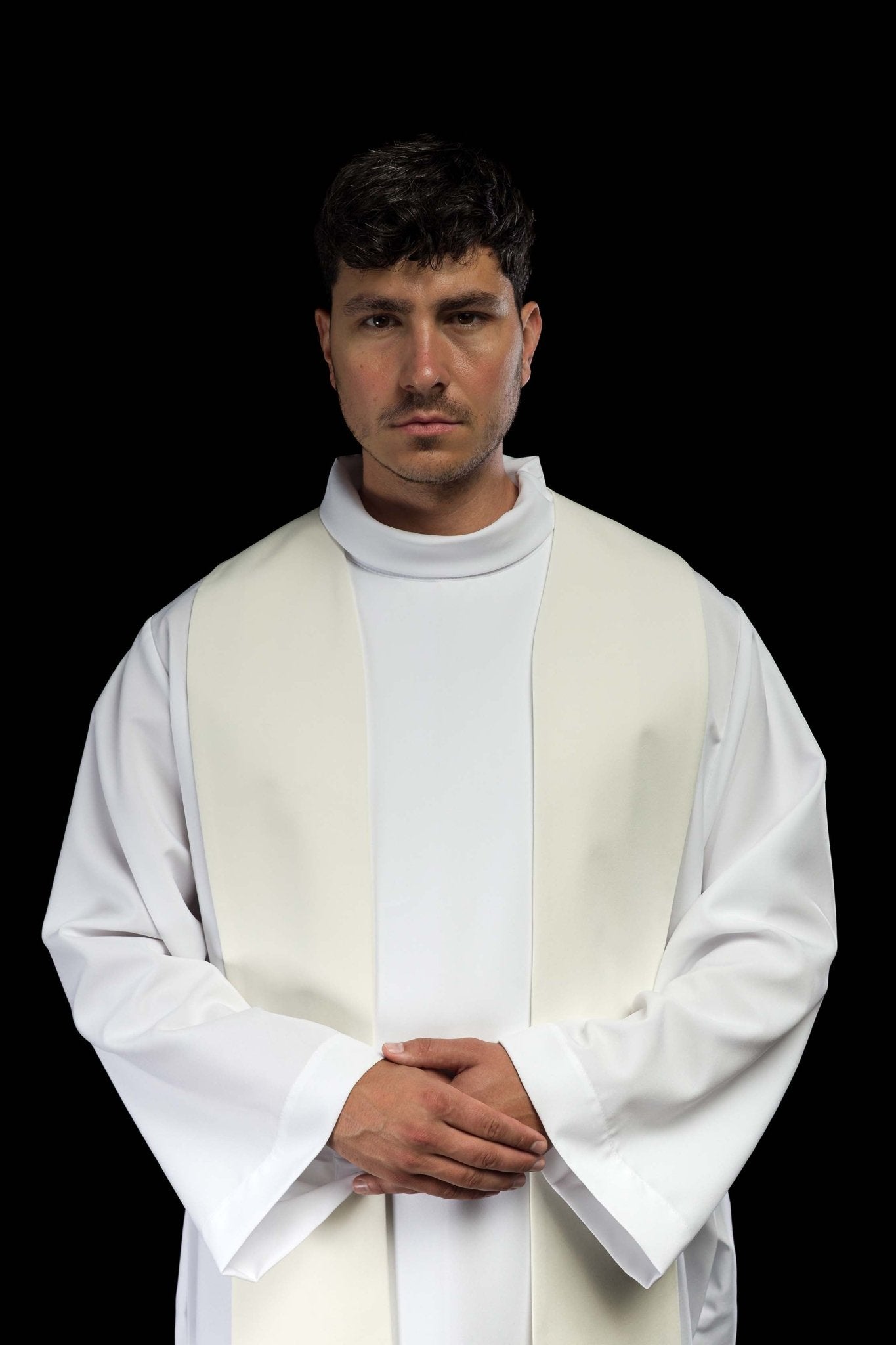 Étole de prêtre avec broderie de la Croix et de l'Agneau KST/017/05/01 ECRU - CHASUBLES.FR