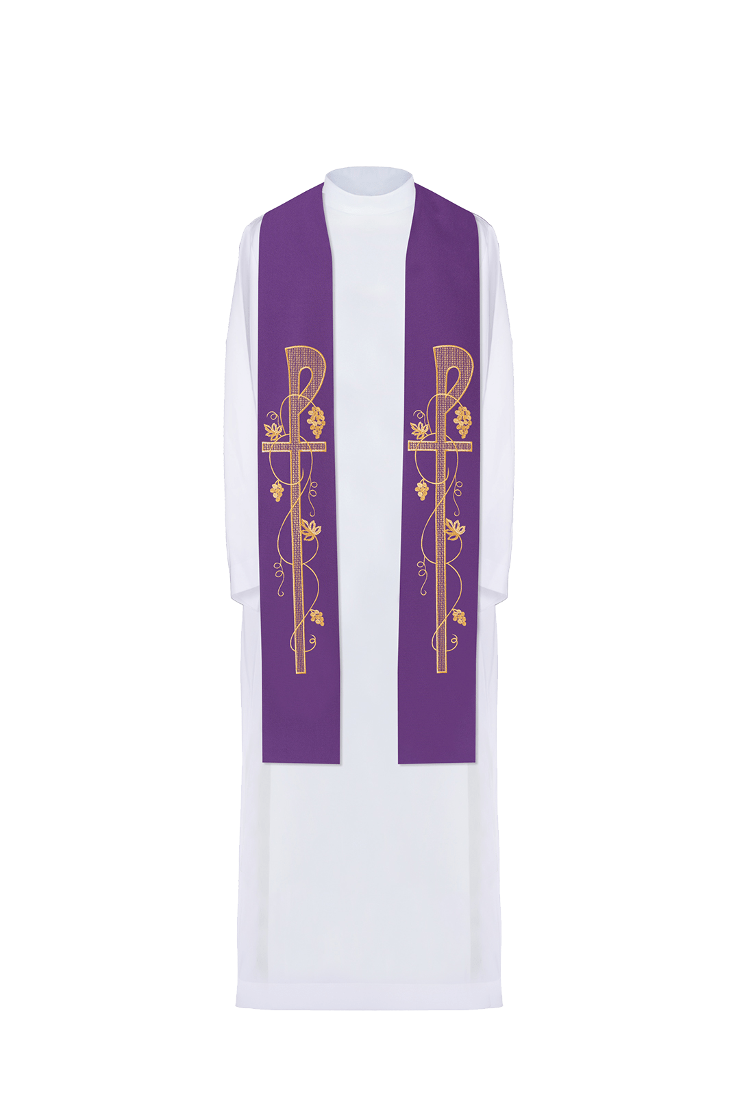 Étole de prêtre brodée en violet KST/076/03/01 FIOLET - CHASUBLES.FR