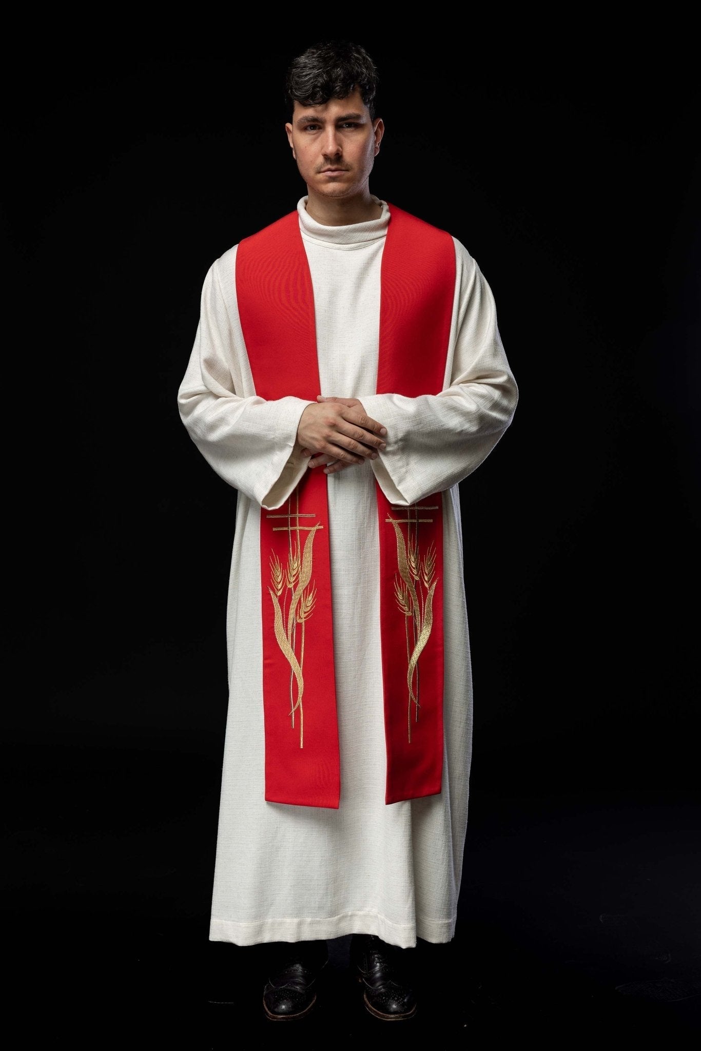 Étole de prêtre rouge brodée KST/083/02/01 CZERWONY - CHASUBLES.FR