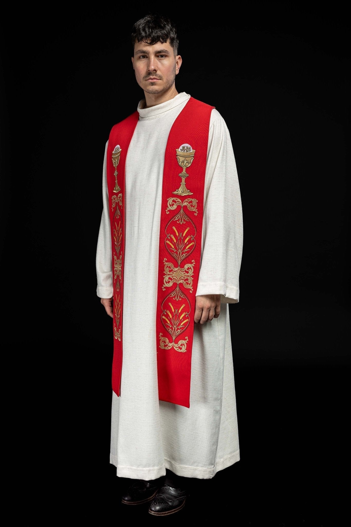 Étole du prêtre Calice rouge IHS KST/042/02/01 CZERWONY - CHASUBLES.FR