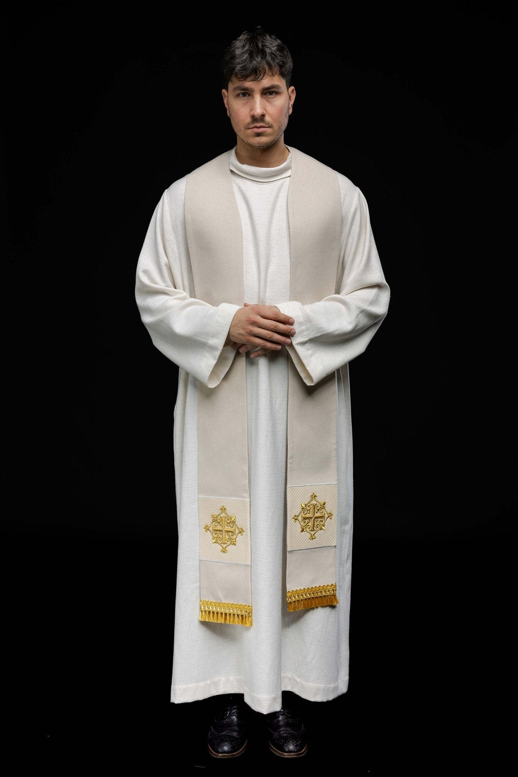 Étole en velours écru LE/2029/05 - CHASUBLES.FR
