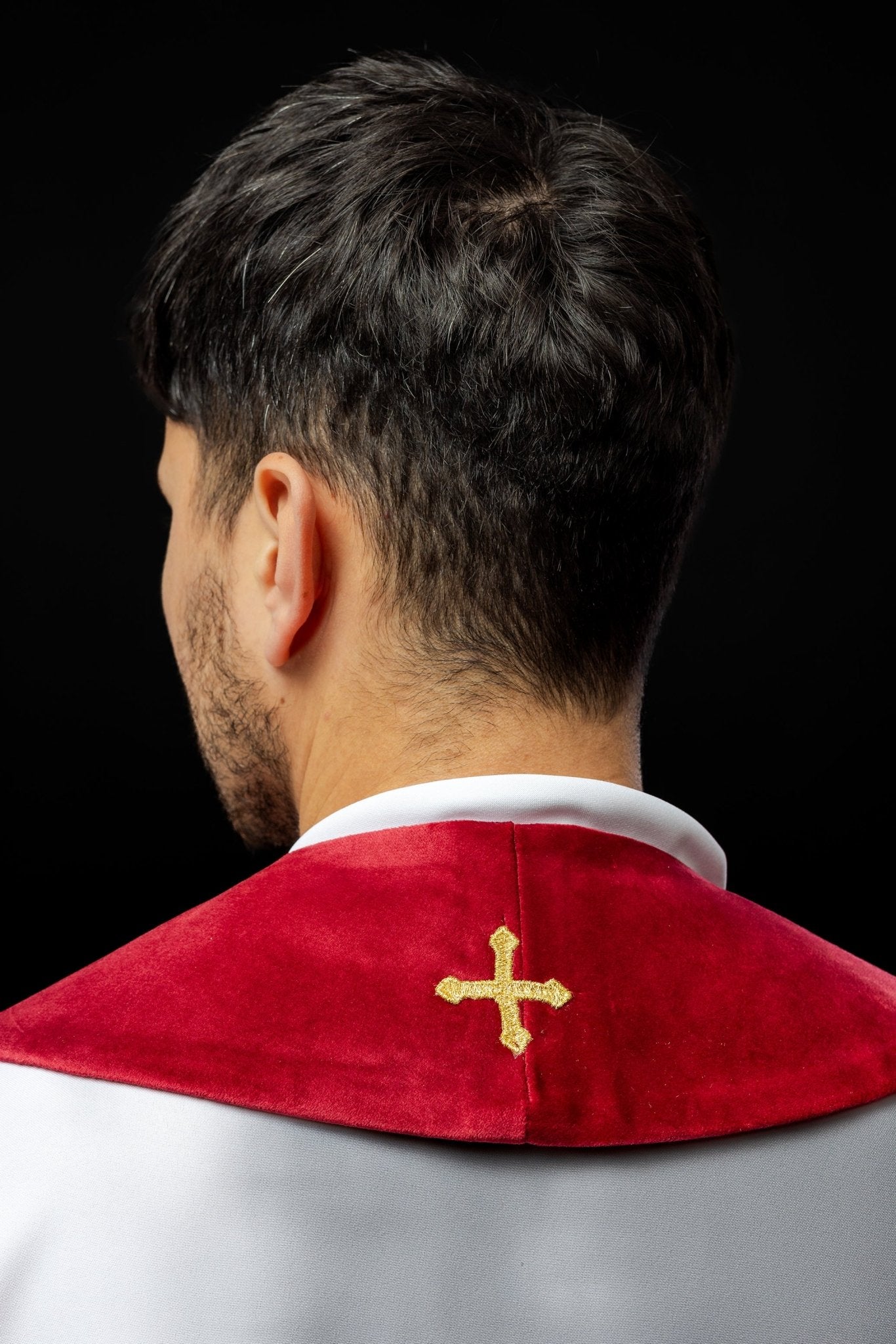 Étole IHS rouge brodée S - 2052 - 02 - 76 - CHASUBLES.FR