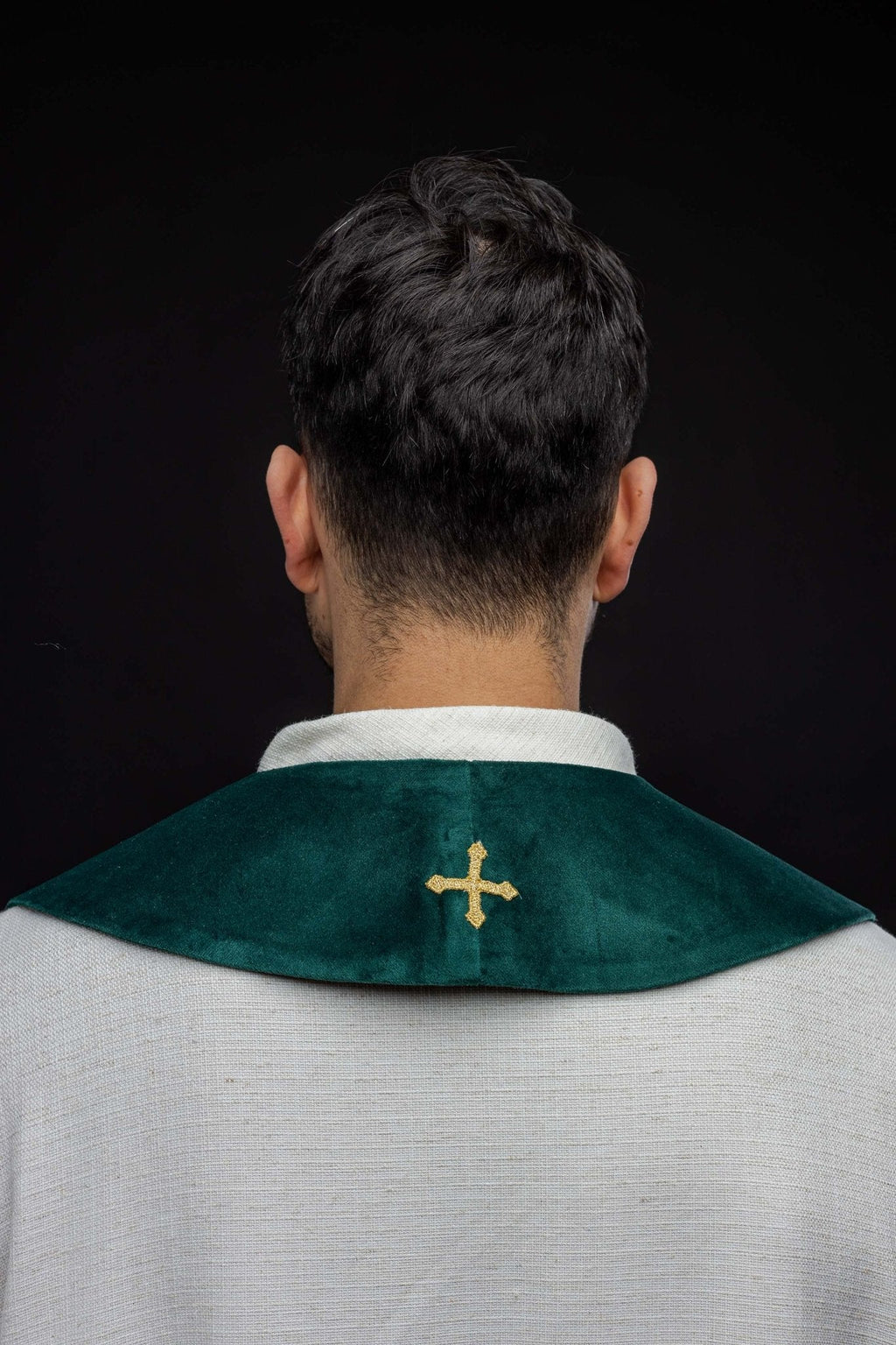 Étole IHS verte brodée S - 2052 - 01 - 76 - CHASUBLES.FR