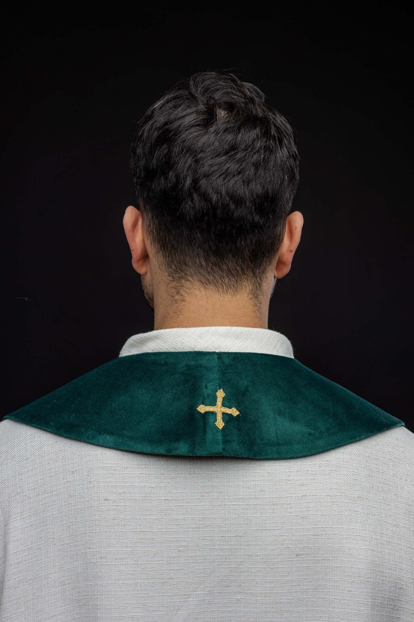 Étole IHS verte brodée S - 2052 - 01 - 76 - CHASUBLES.FR