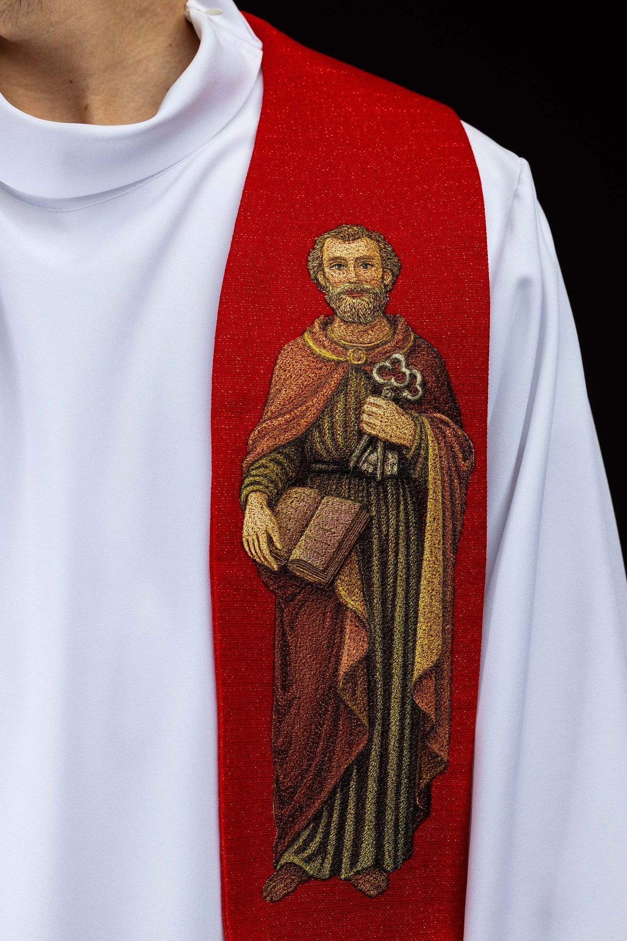 Étole richement brodée avec l’image de saint Pierre et saint Paul KSW2/017/02/71 - CHASUBLES.FR