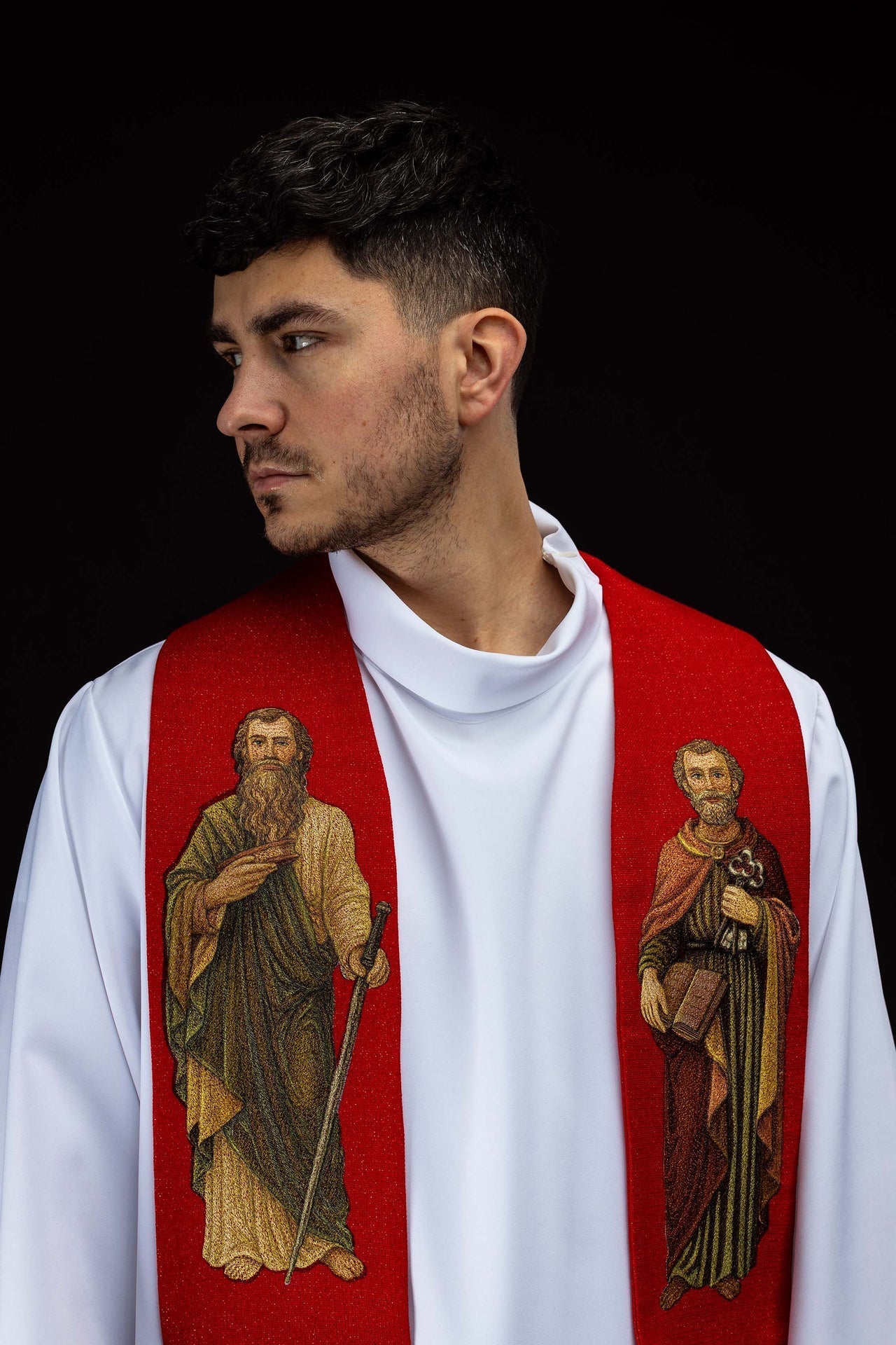 Étole richement brodée avec l’image de saint Pierre et saint Paul KSW2/017/02/71 - CHASUBLES.FR