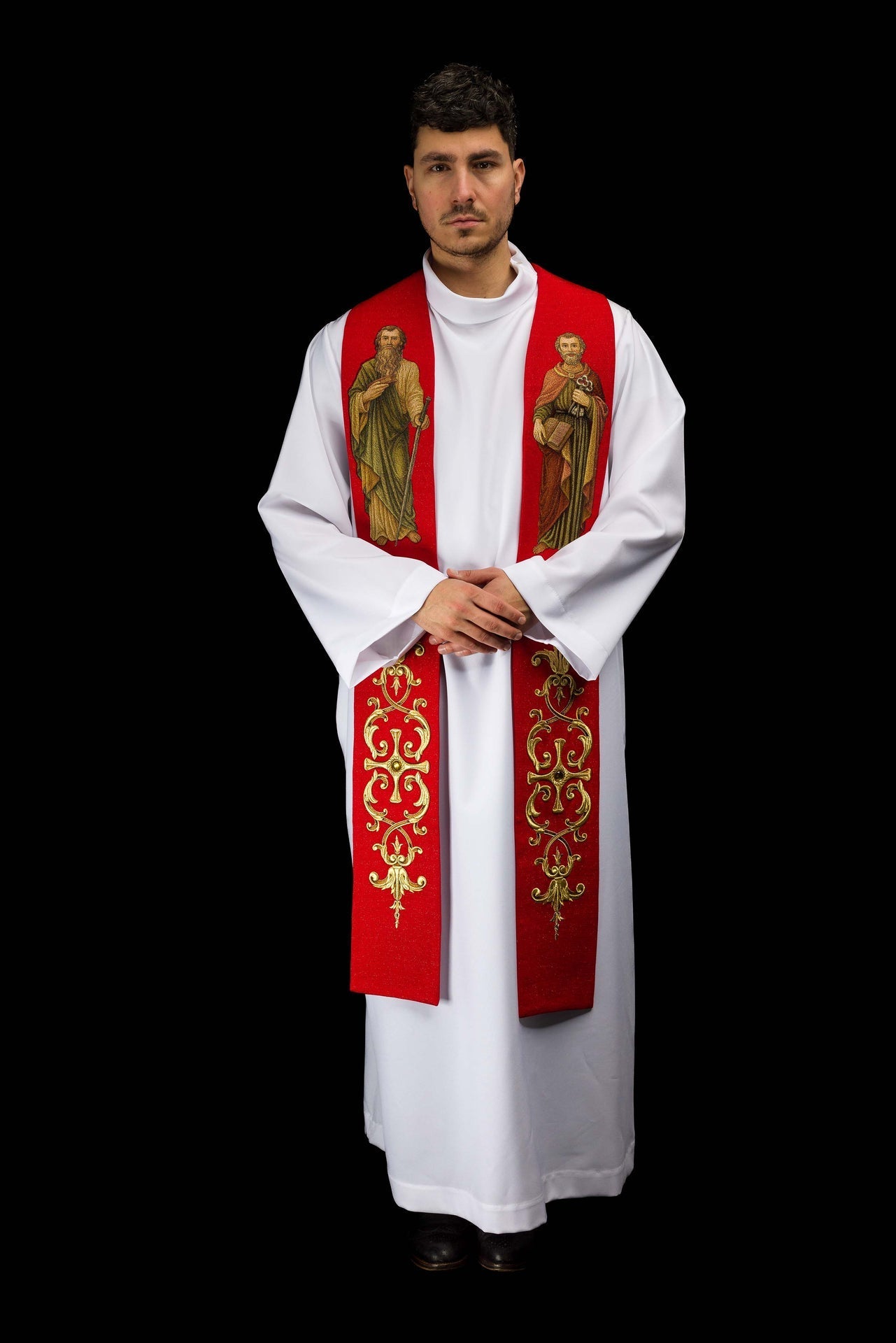 Étole richement brodée avec l’image de saint Pierre et saint Paul KSW2/017/02/71 - CHASUBLES.FR