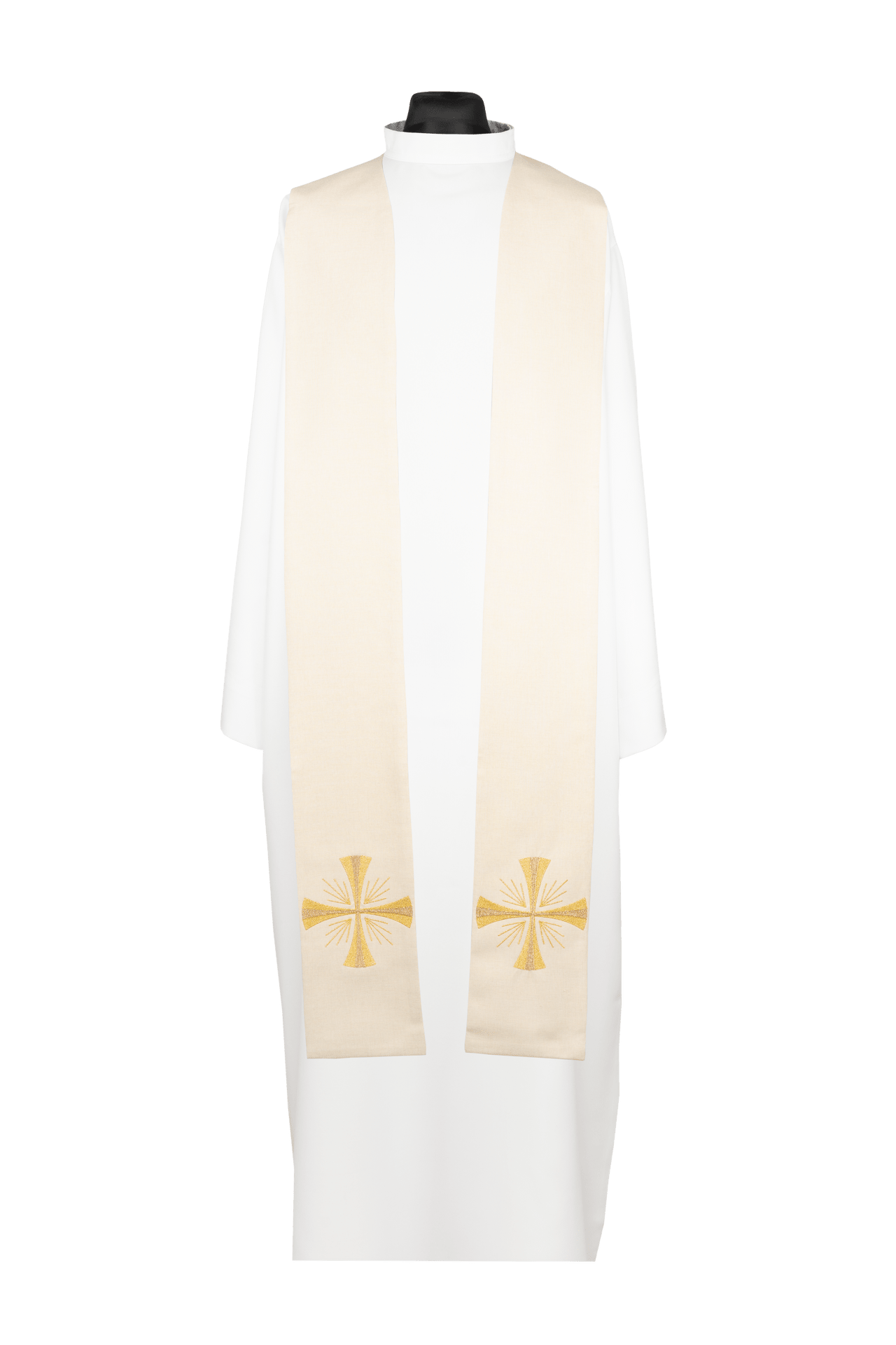 Étole sacerdotale brodée avec croix couleur écru KDT/2054/05/70 - CHASUBLES.FR
