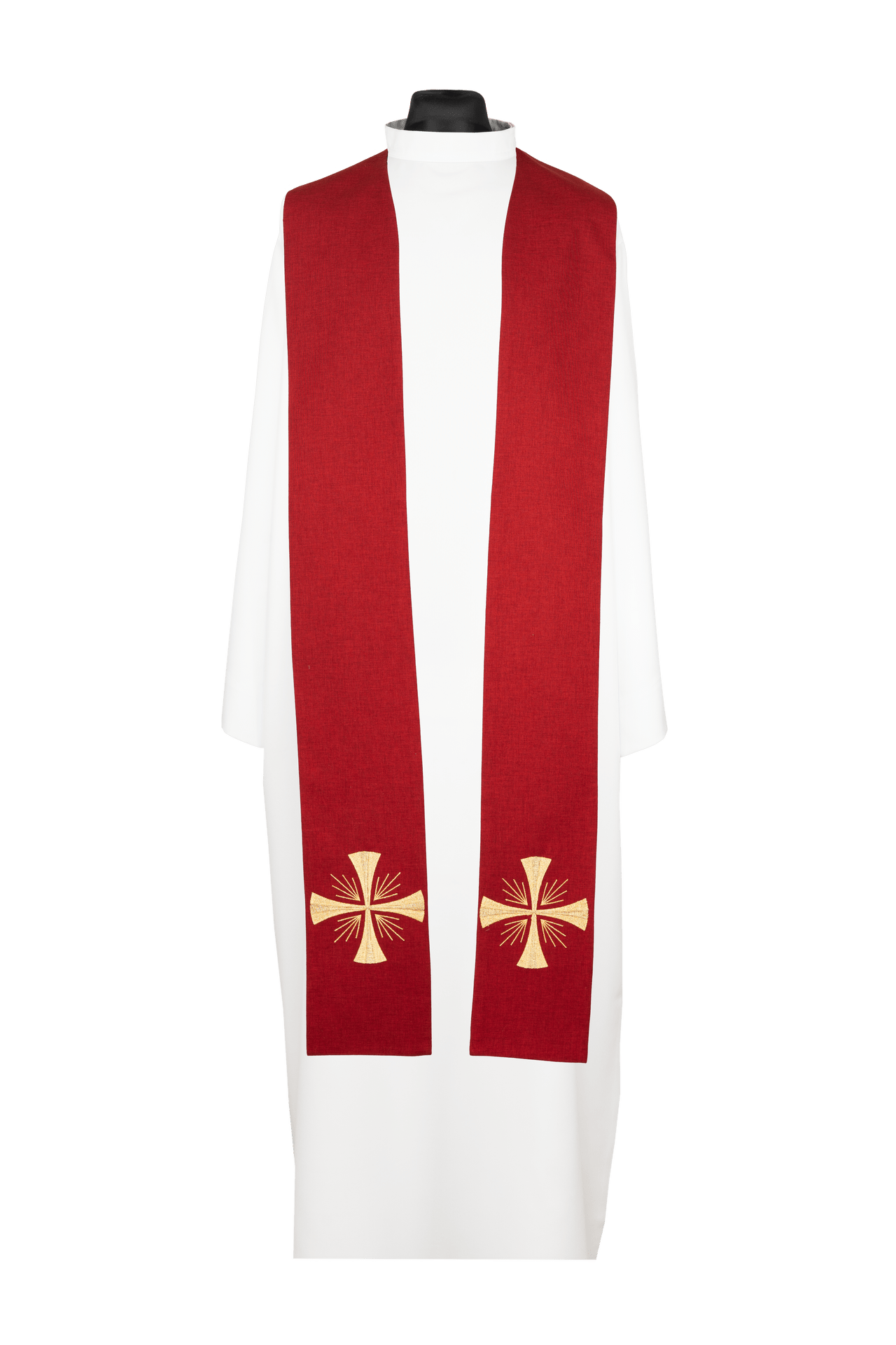 Étole sacerdotale brodée avec croix rouge KDT/2054/02/70 - CHASUBLES.FR
