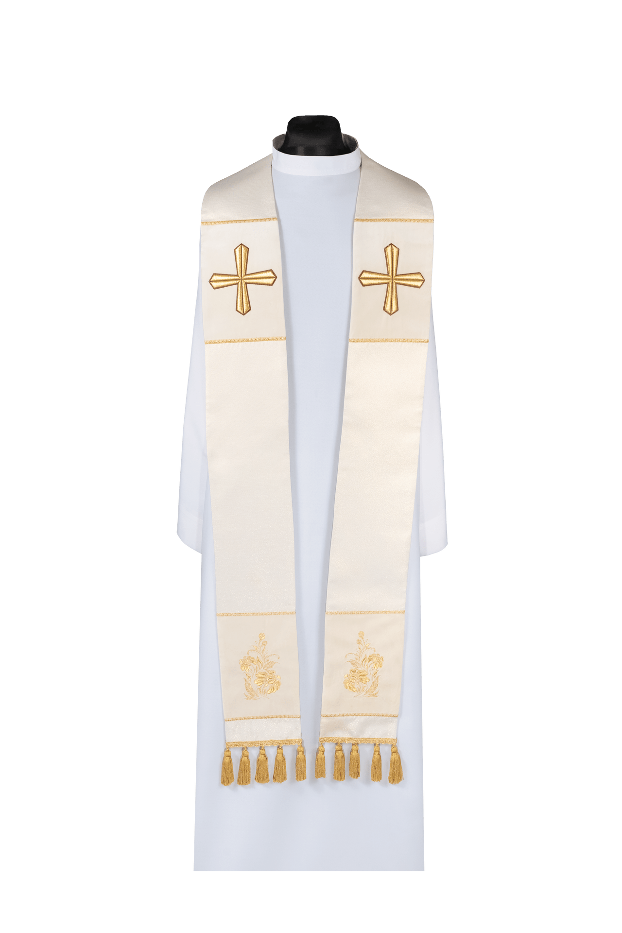 Étole sacerdotale brodée Croix écru KDT/2042/05 - CHASUBLES.FR
