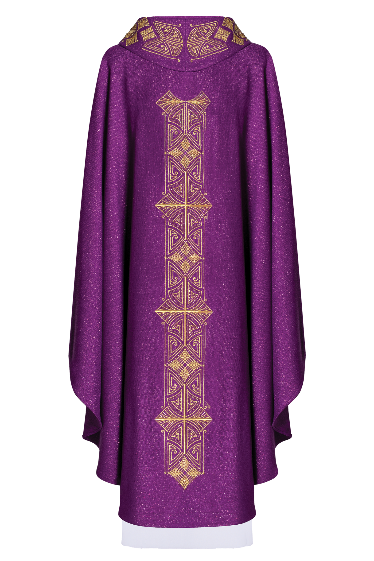 Chasuble violette richement brodée et brillante