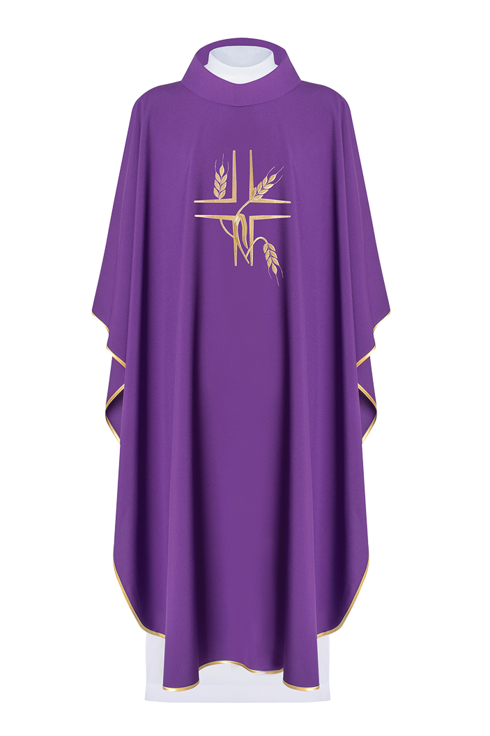 Chasuble violette avec broderie de la Croix