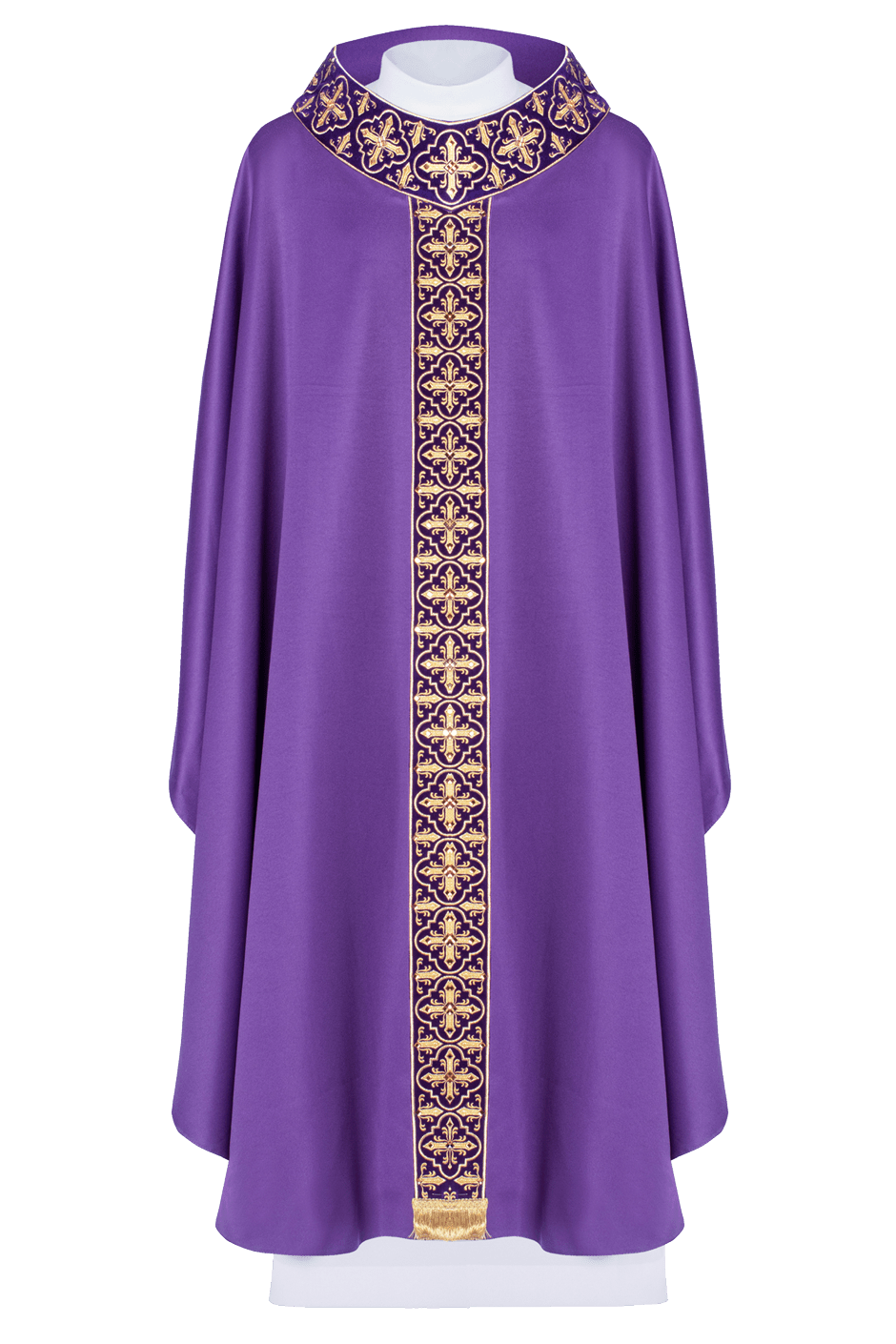 Chasuble violette ornée de 500 pierres avec bande étroite