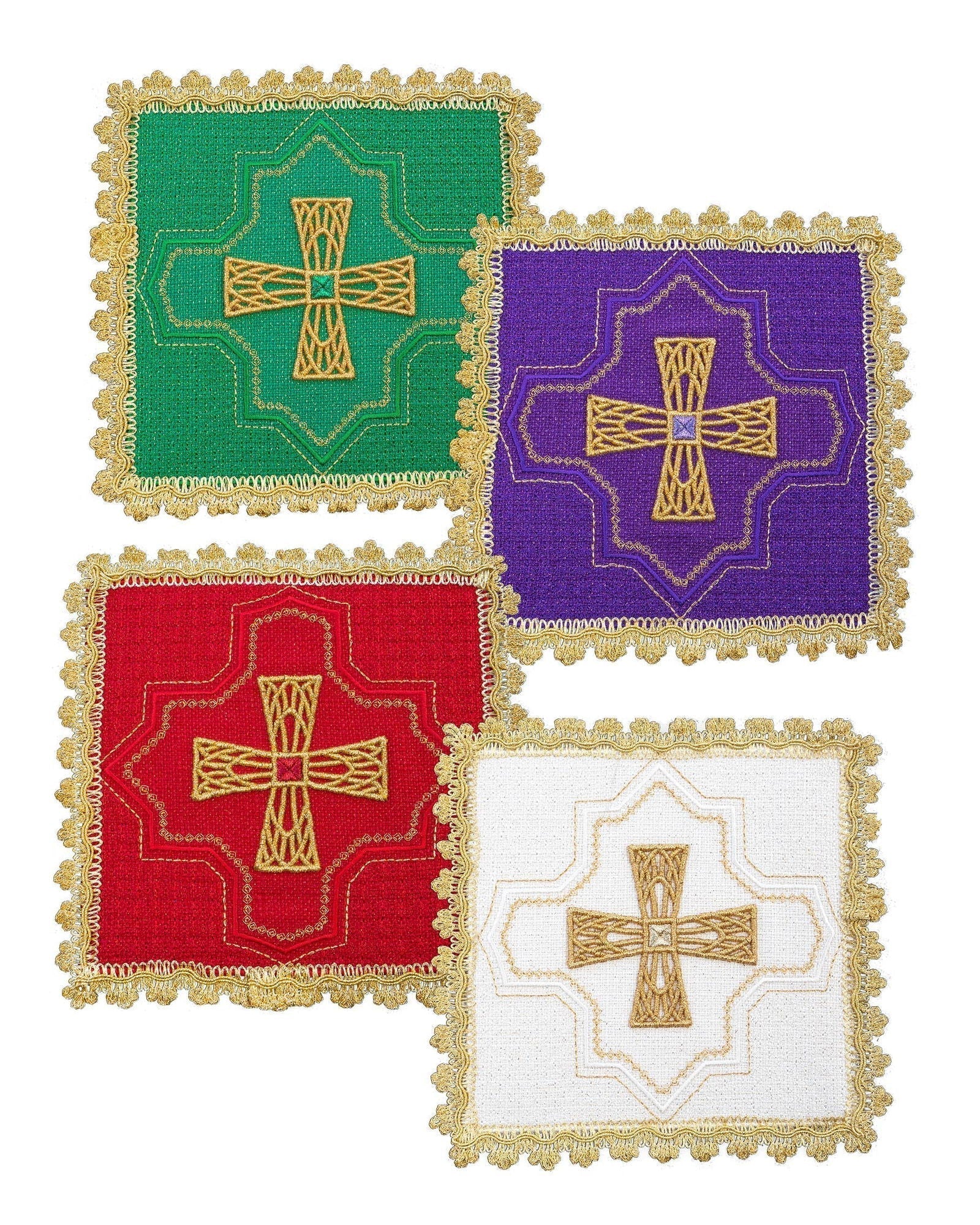 Jeu de piquets en quatre couleurs liturgiques KPA4/184 18*18 - CHASUBLES.FR