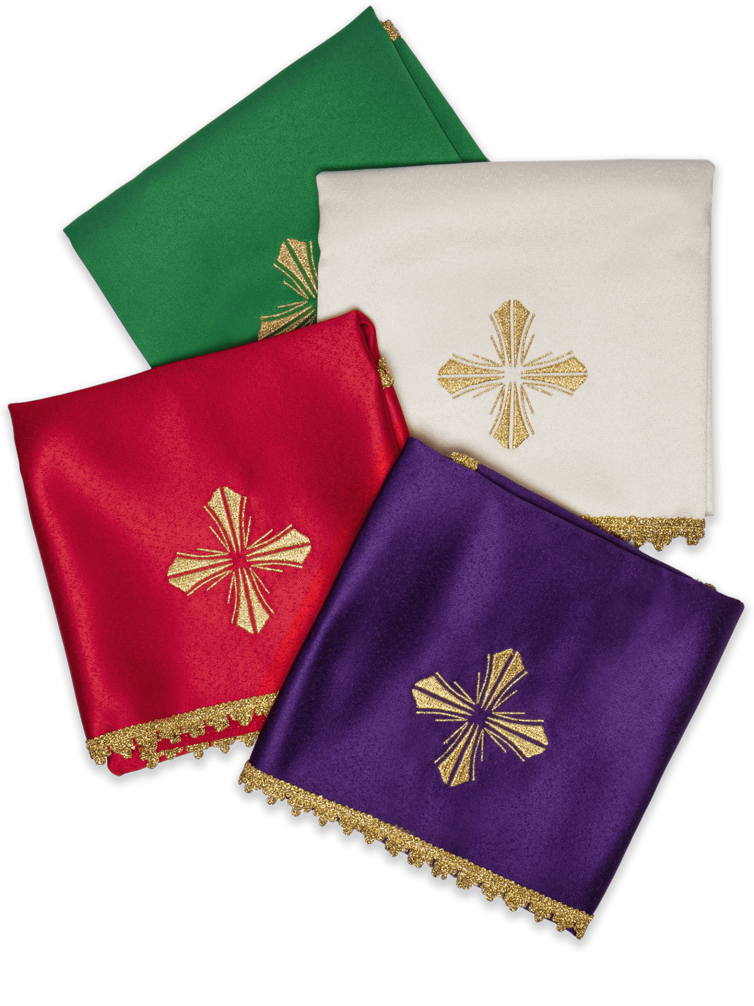 Jeu de quatre voiles pour calice avec croix brodée KWB/003/20 50X50 (4szt.) - CHASUBLES.FR
