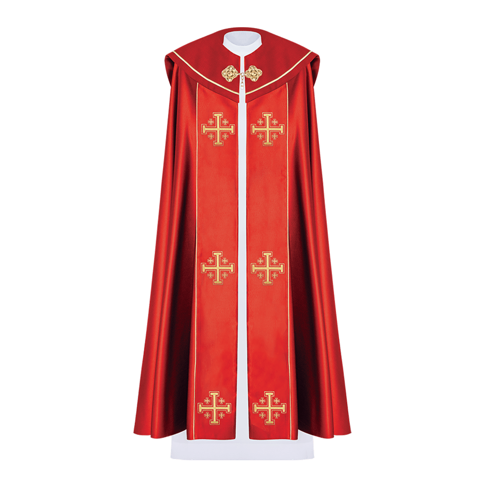 Kapa eucharystyczna monogram IHS Czerwona