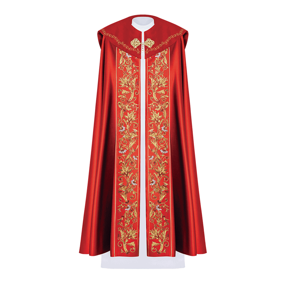 Cape eucharistique avec monogramme rouge richement décoré