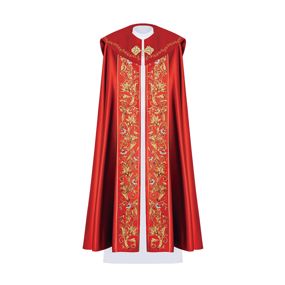 Cape liturgique brodée IHS en rouge