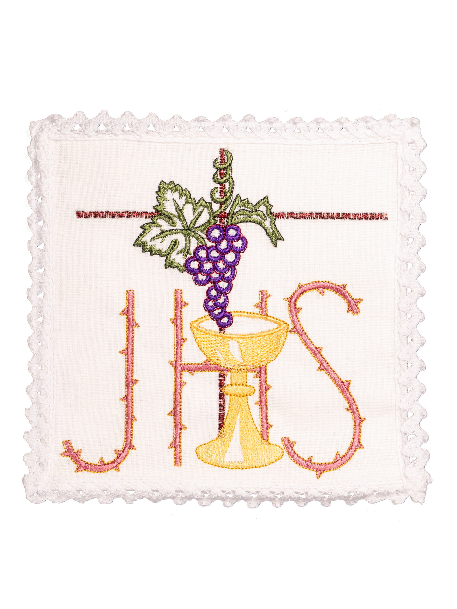 Calice en lin avec croix broderie eucharistique Calice JHS