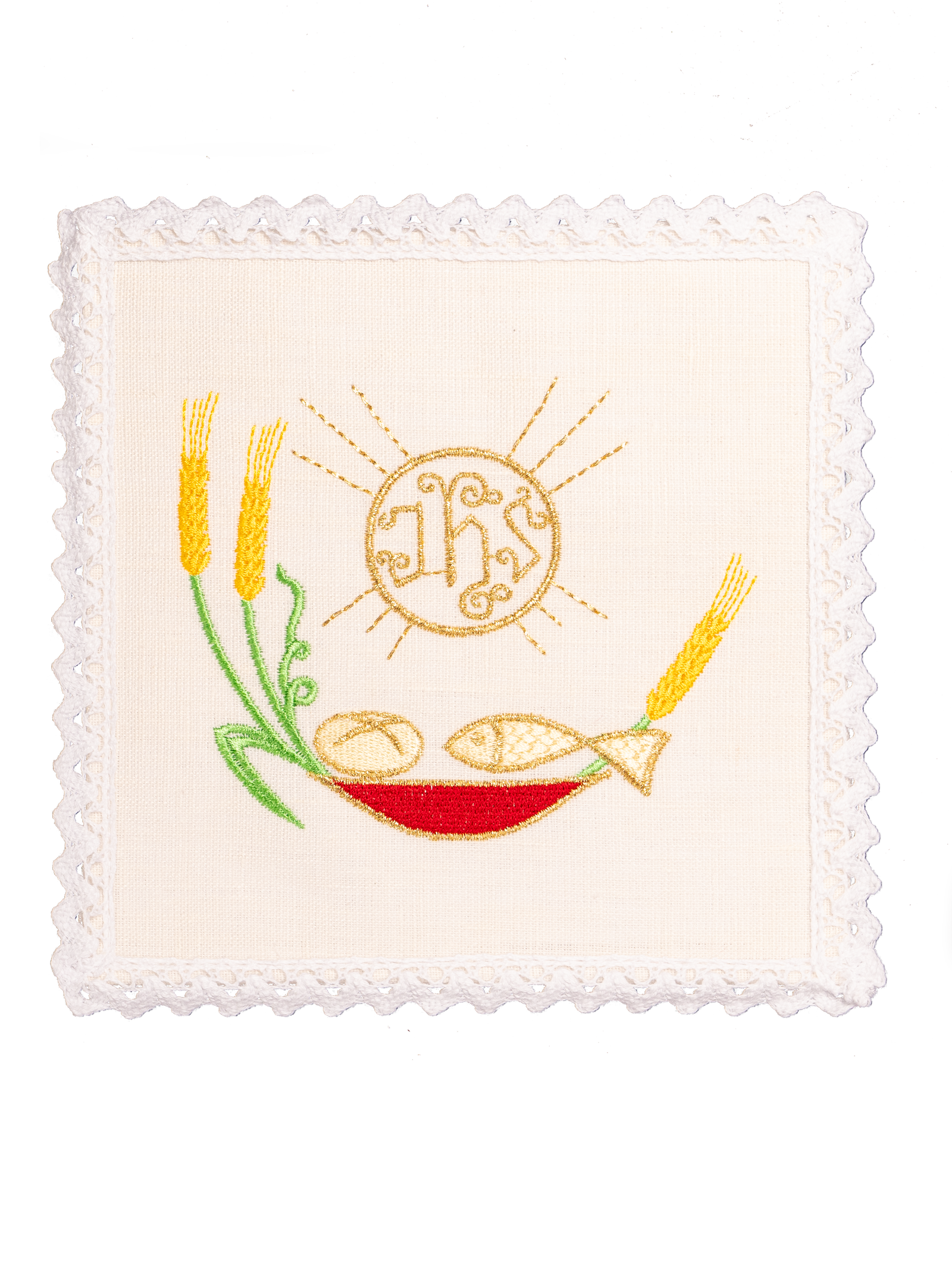 Set de calice en lin avec broderie eucharistique IHS