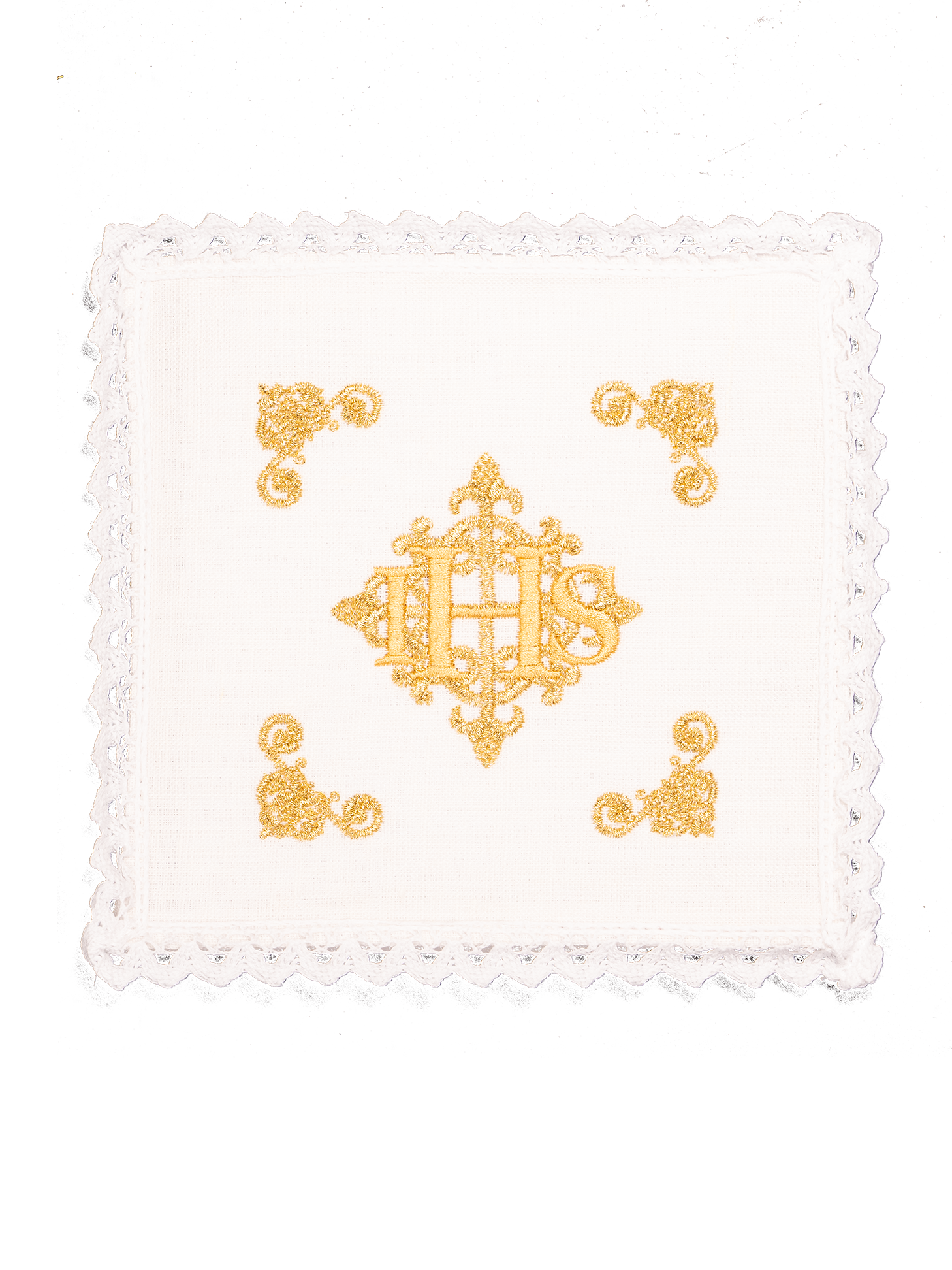 Calice en lin avec croix broderie eucharistique JHS