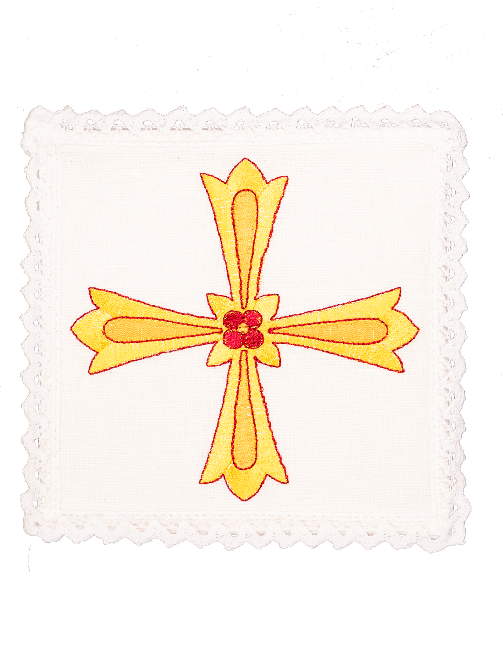 Calice en lin avec croix eucharistique brodée