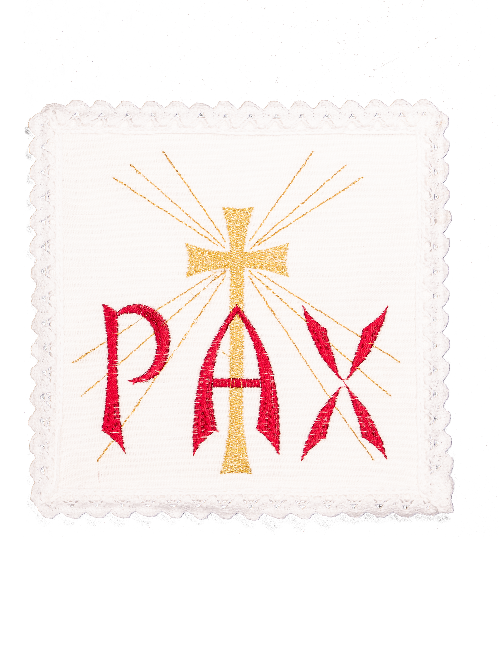 Set de calice en lin avec broderie eucharistique PAX