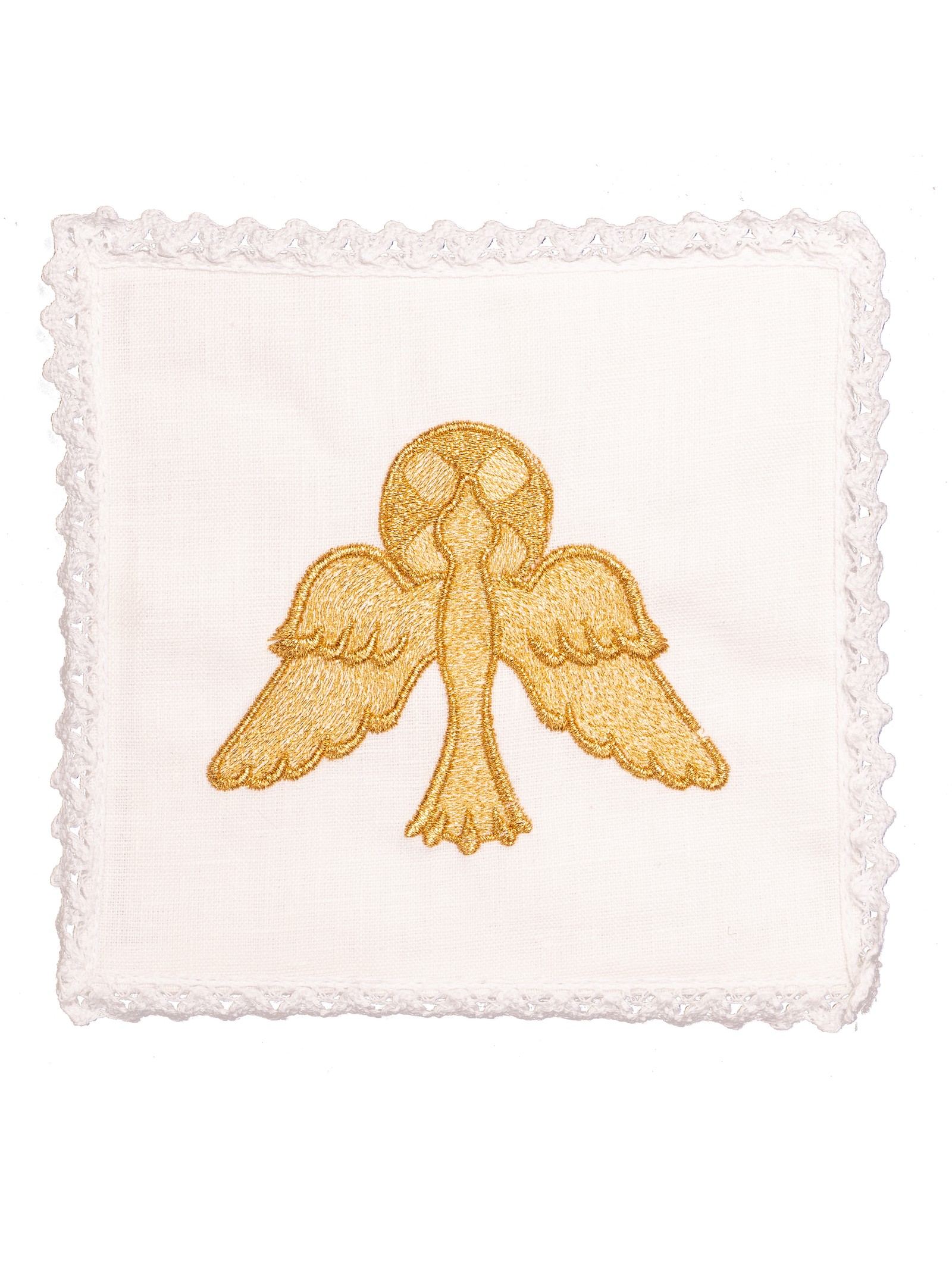 Set de calice en lin avec broderie eucharistique tourterelle