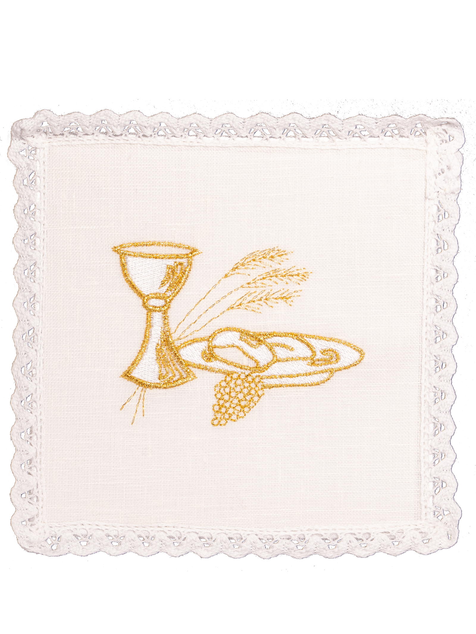 Calice en lin avec croix broderie eucharistique