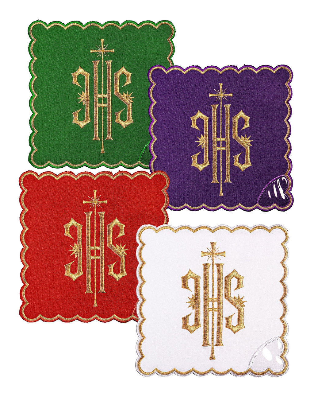 Ensemble de palles avec le symbole IHS en quatre couleurs liturgiques