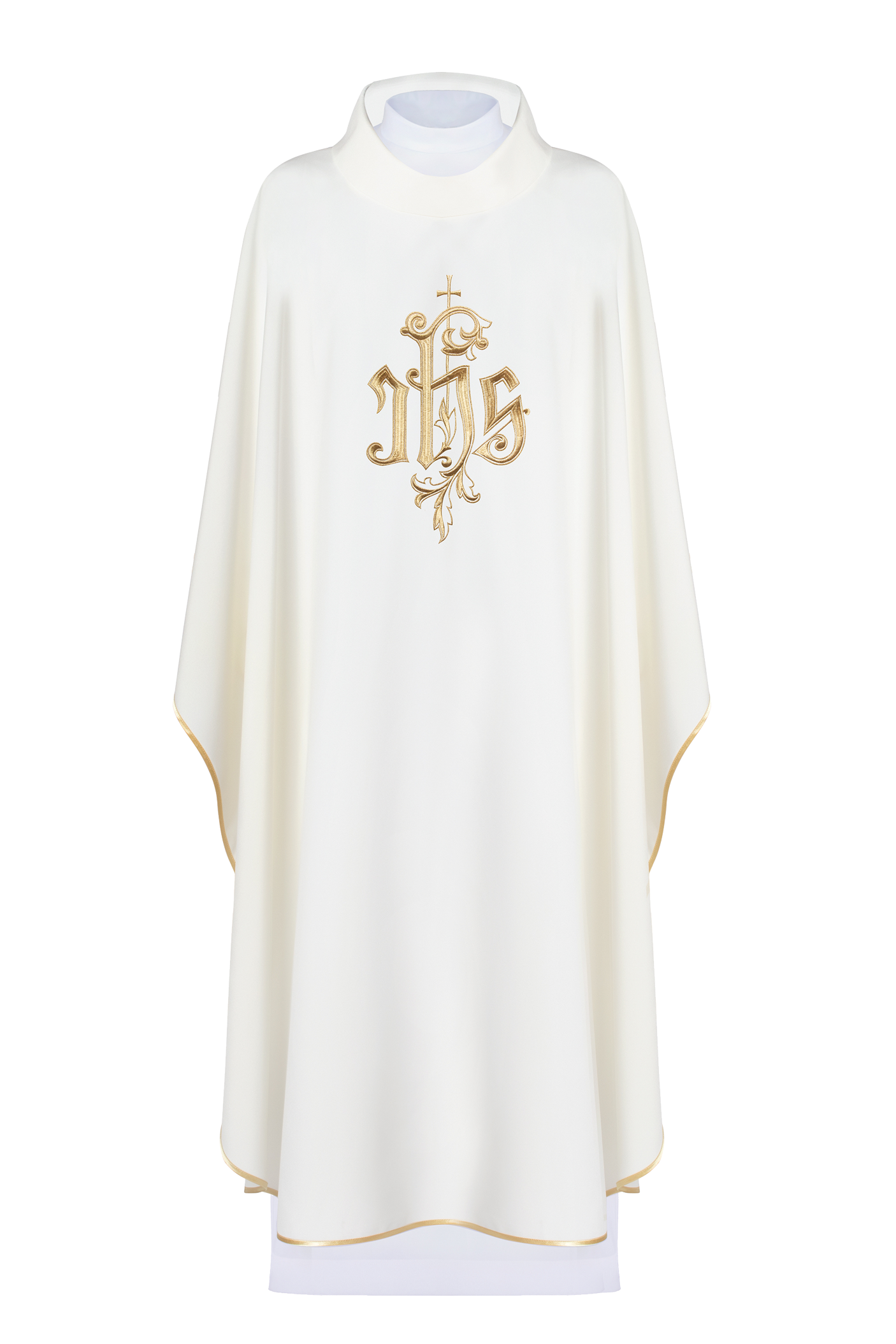 Chasuble crème avec broderie IHS dorée