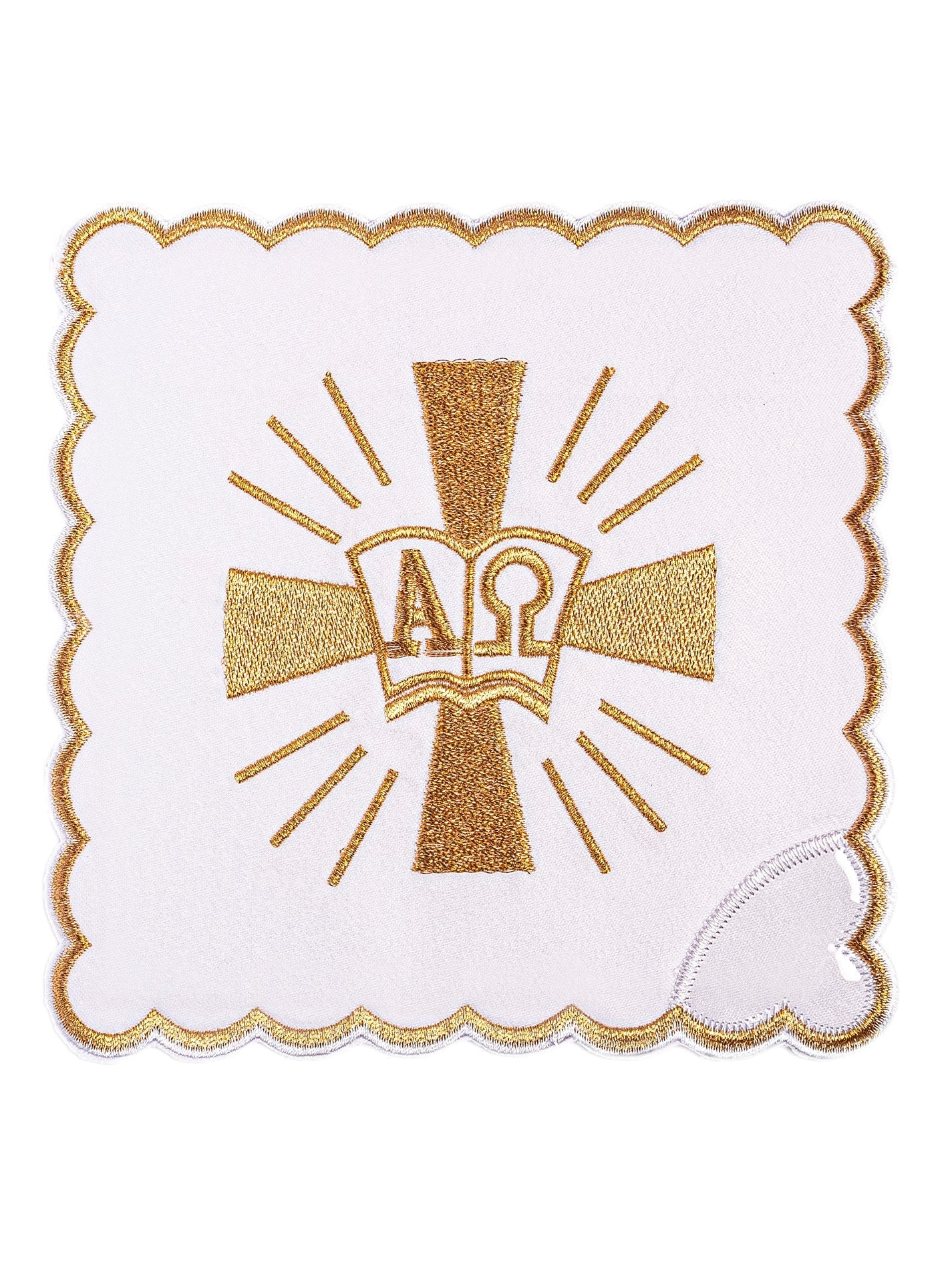 Linge d'autel avec une broderie de croix et Alpha Omega KK/006 - CHASUBLES.FR