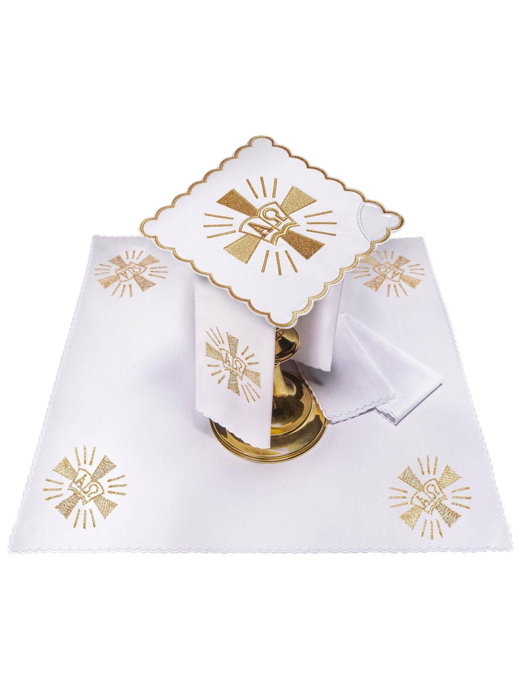 Linge d'autel avec une broderie de croix et Alpha Omega KK/006 - CHASUBLES.FR