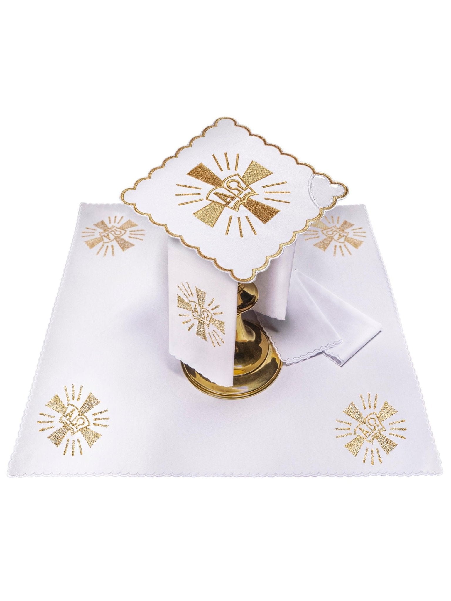 Linge d'autel avec une broderie de croix et Alpha Omega KK/006 - CHASUBLES.FR