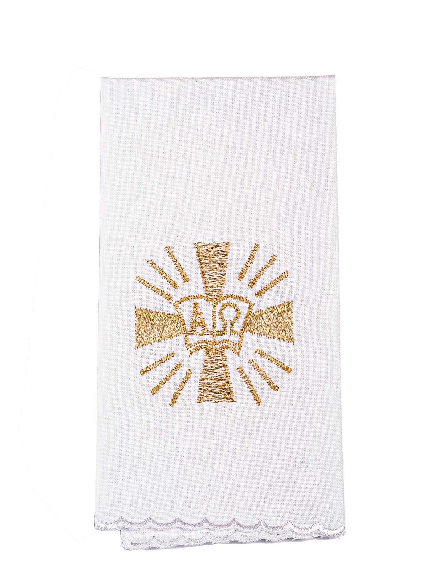 Linge d'autel avec une broderie de croix et Alpha Omega KK/006 - CHASUBLES.FR