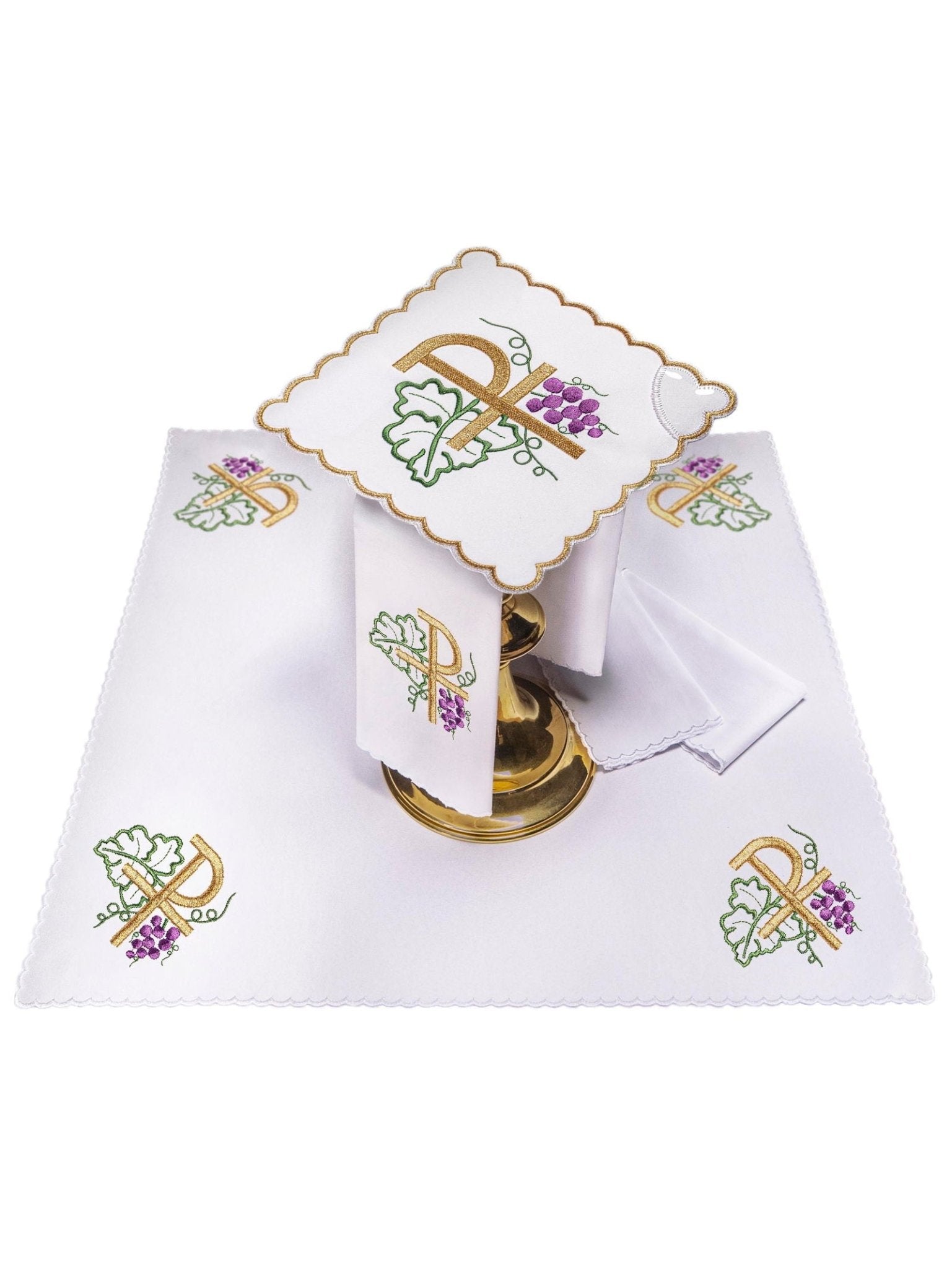 Linge d'autel avec une broderie de PAX et de raisins KK/002 - CHASUBLES.FR